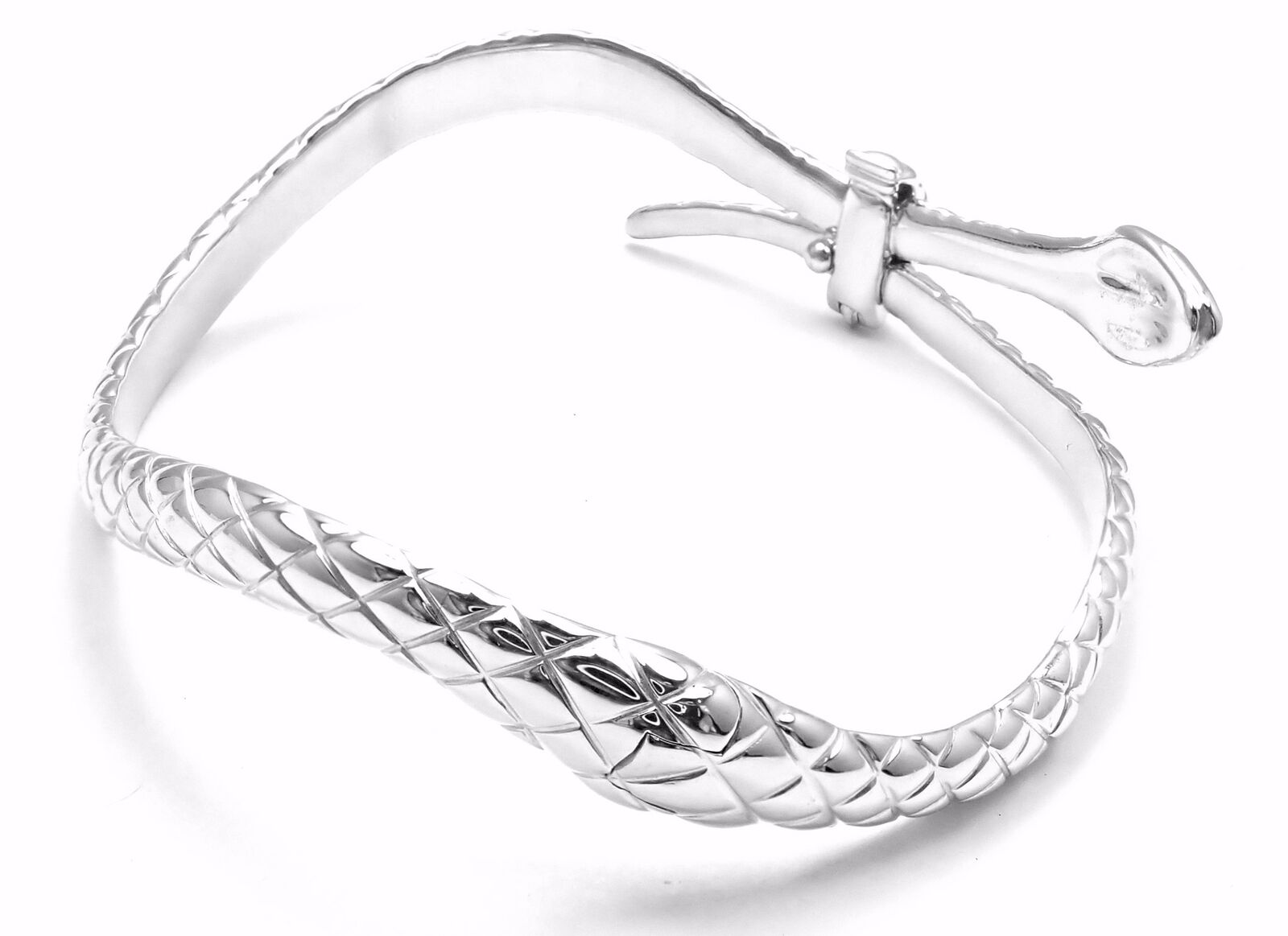 Rare! Authentic Tom Ford 18k White Gold Diamond Snake Bangle Bracelet | Fortrove