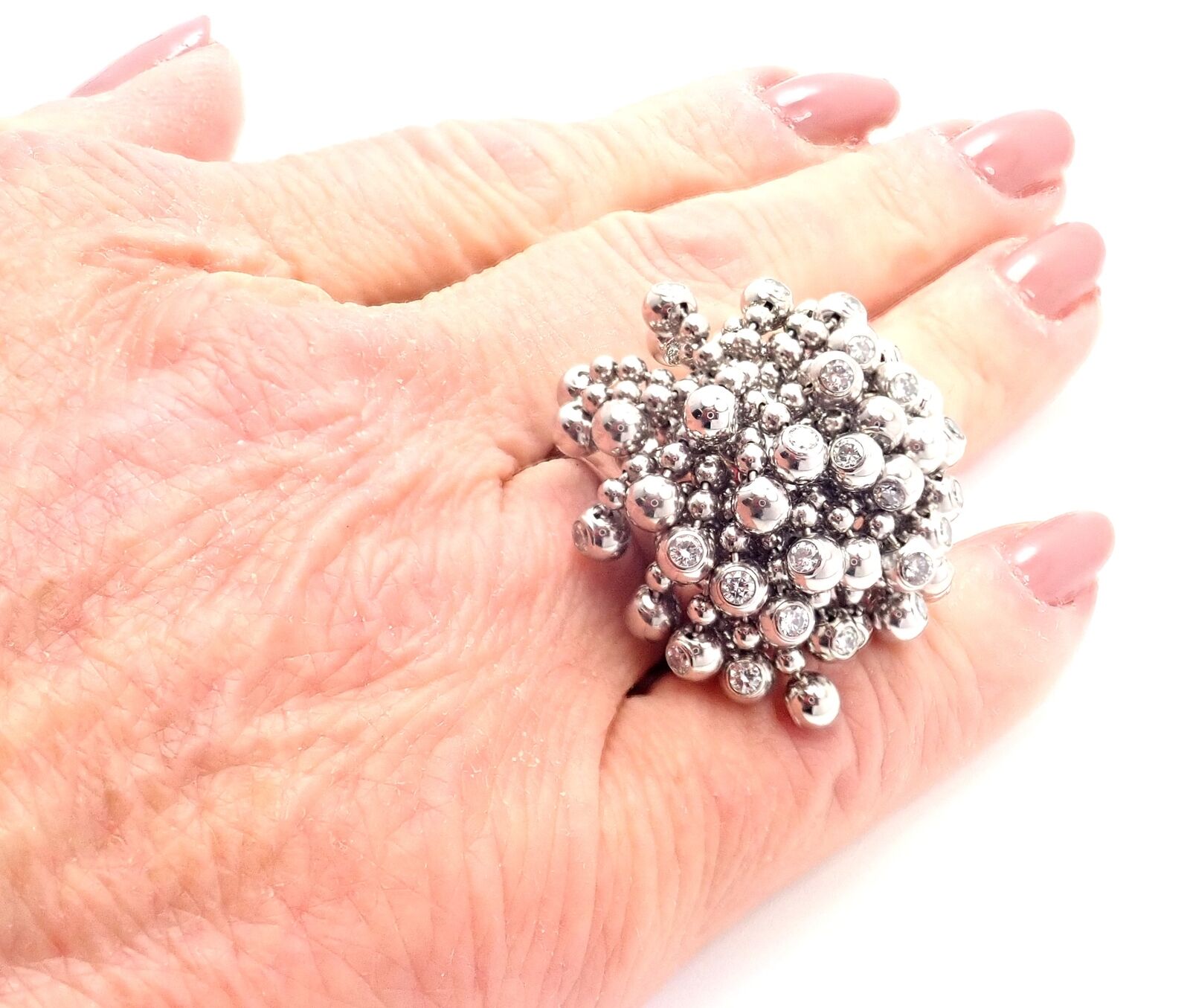 Authentic! Cartier Perruque Paris Nouvelle Vague 18k Gold Diamond Ring Paper | Fortrove