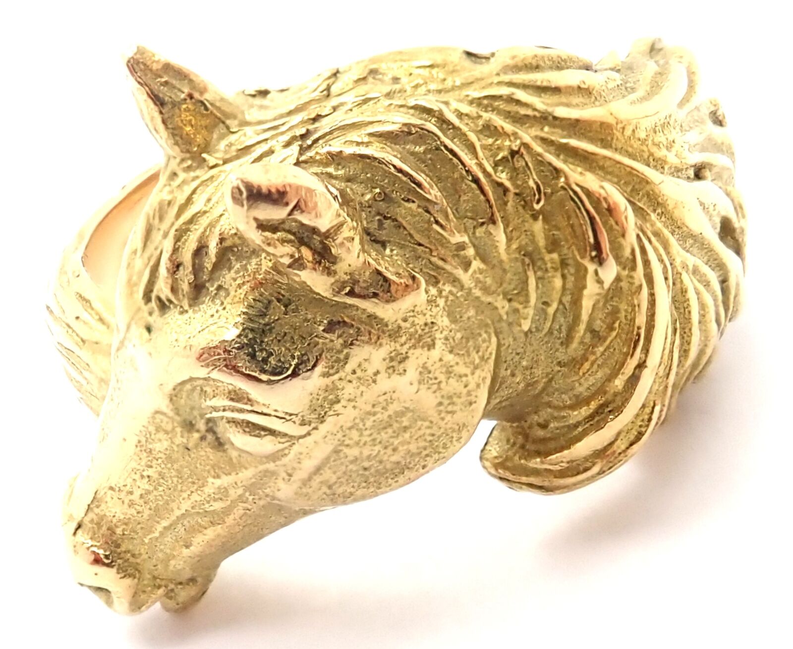Authentic! Vintage Hermes 18K Yellow Gold Horse Band Ring | Fortrove