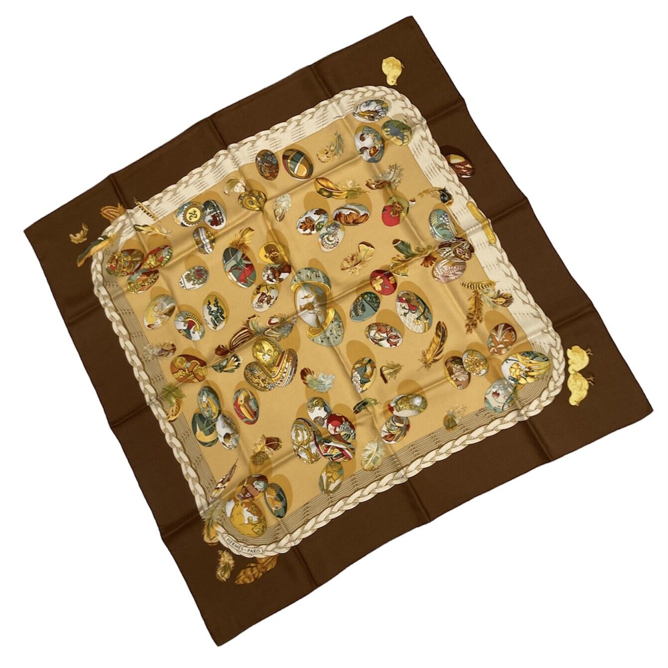 Authentic RARE! Hermes Eggs Latham Des œufs Vintage 90cm Silk Scarf | Fortrove