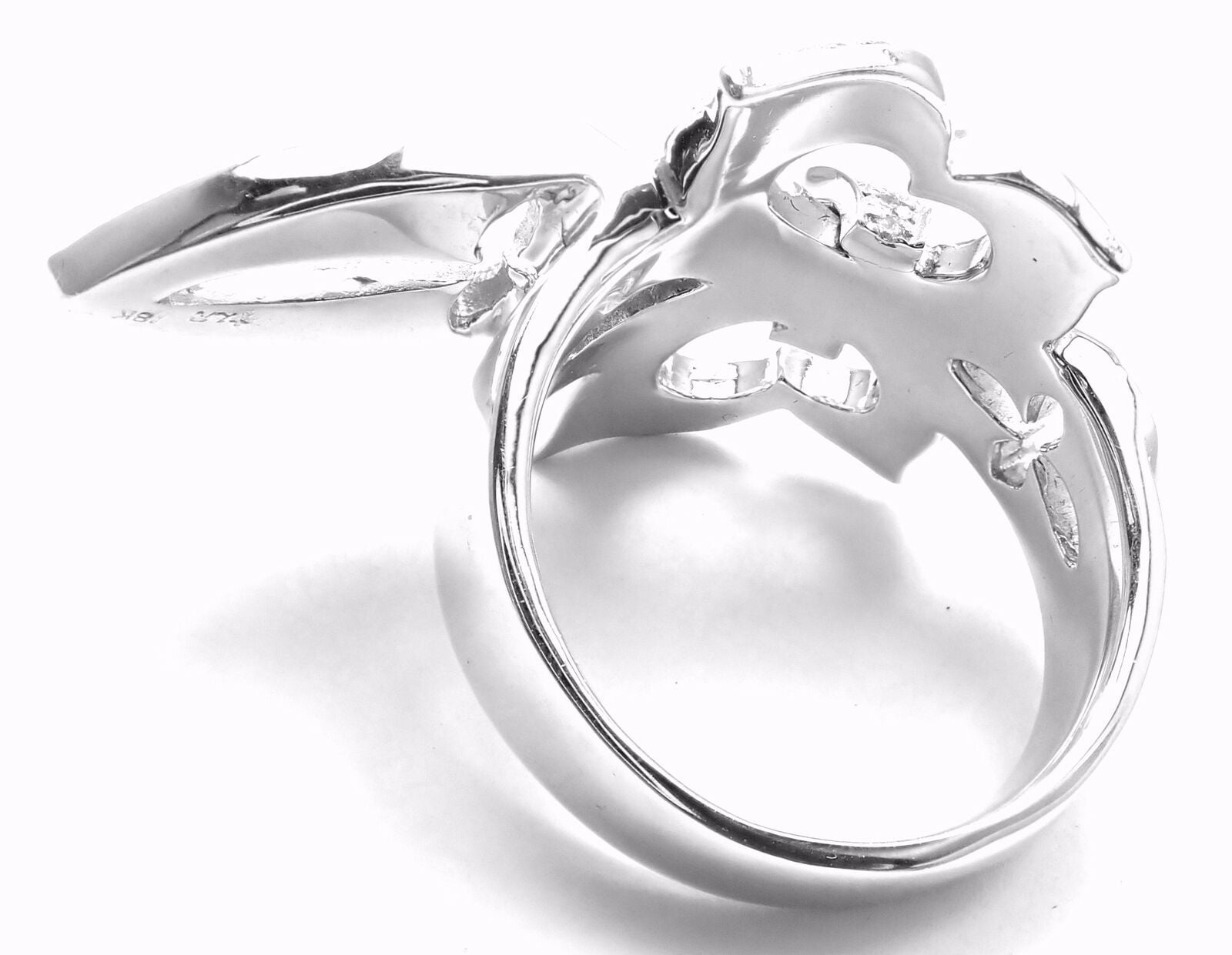 Authentic! Loree Rodkin 18k White Gold Diamond Fleur De Lis Ring Cert. | Fortrove