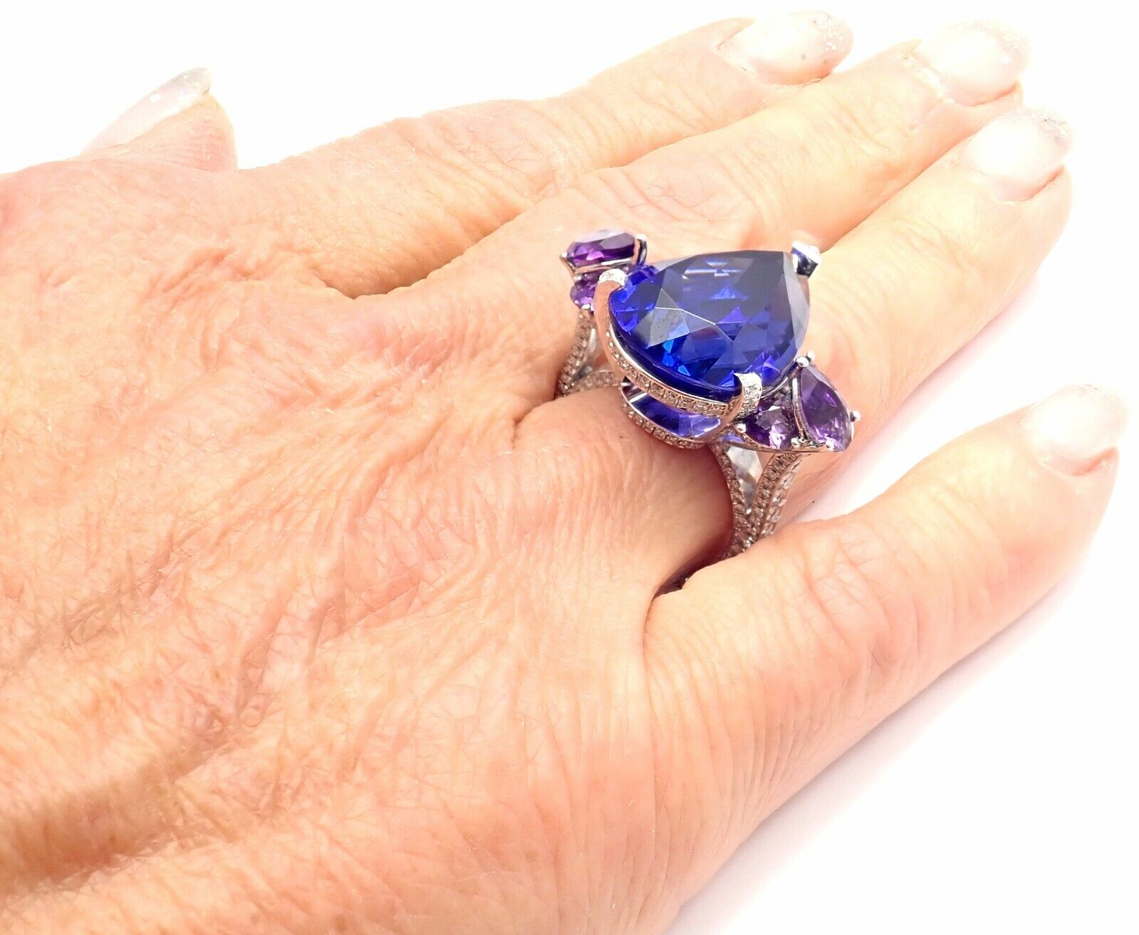 Rare! Chopard High Jewelry 18k Gold Diamond Tanzanite Amethyst Ring Box Cert | Fortrove