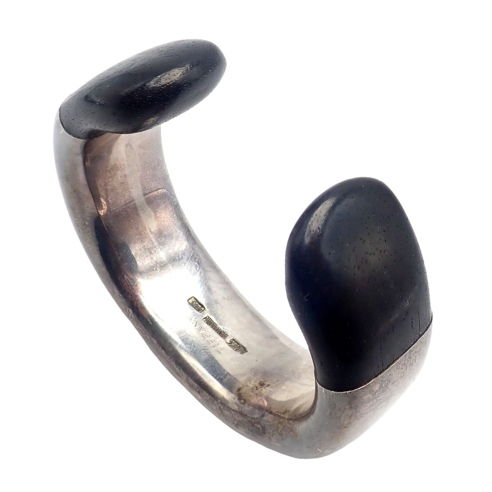 Vintage Tiffany & Co Sterling Silver Andreas Mikkelson Ebony Wood Cuff Bracelet | Fortrove