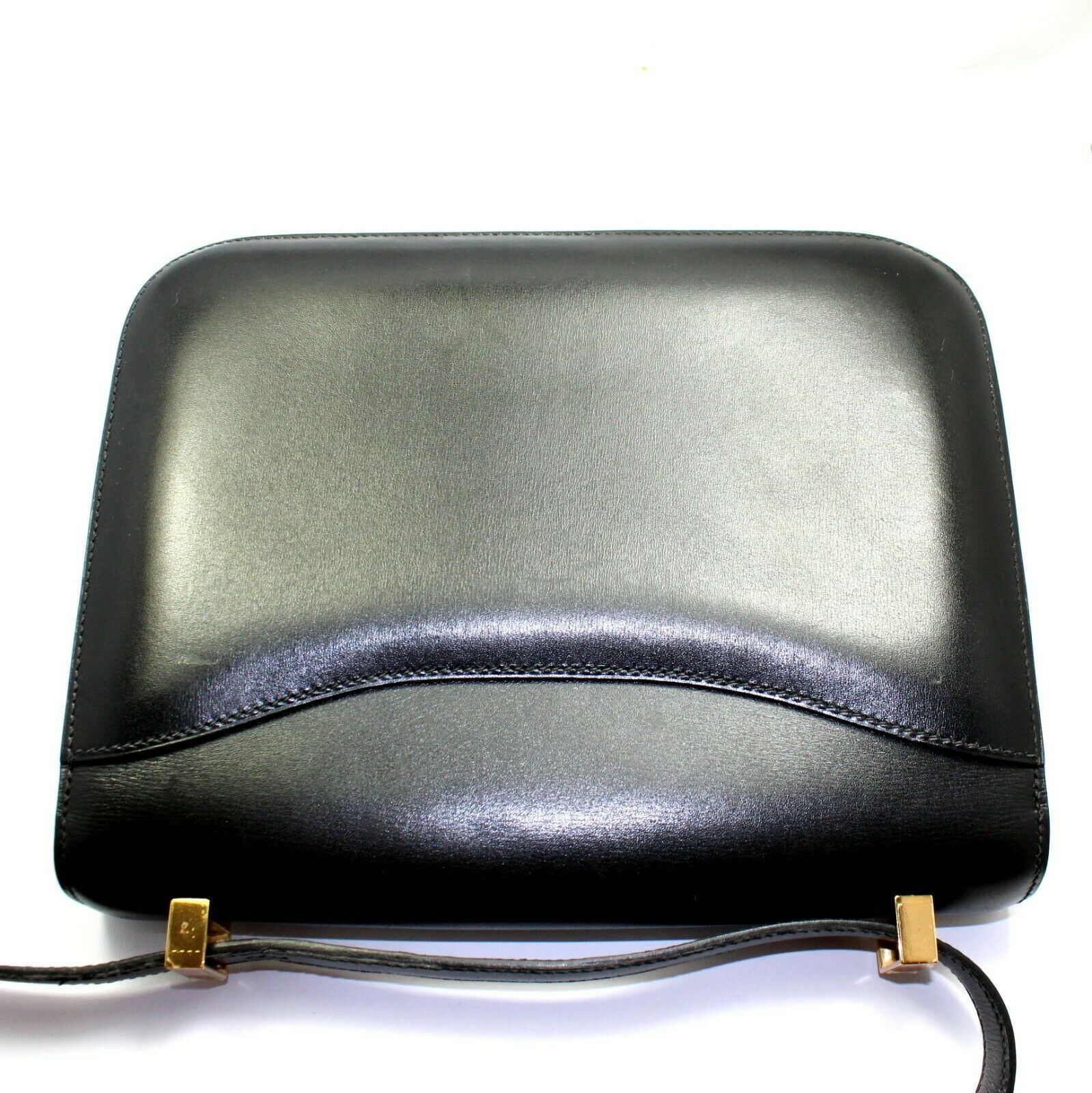 AUTHENTIC HERMES 23CM BLACK BOX LEATHER GHW CONSTANCE HANDBAG | Fortrove