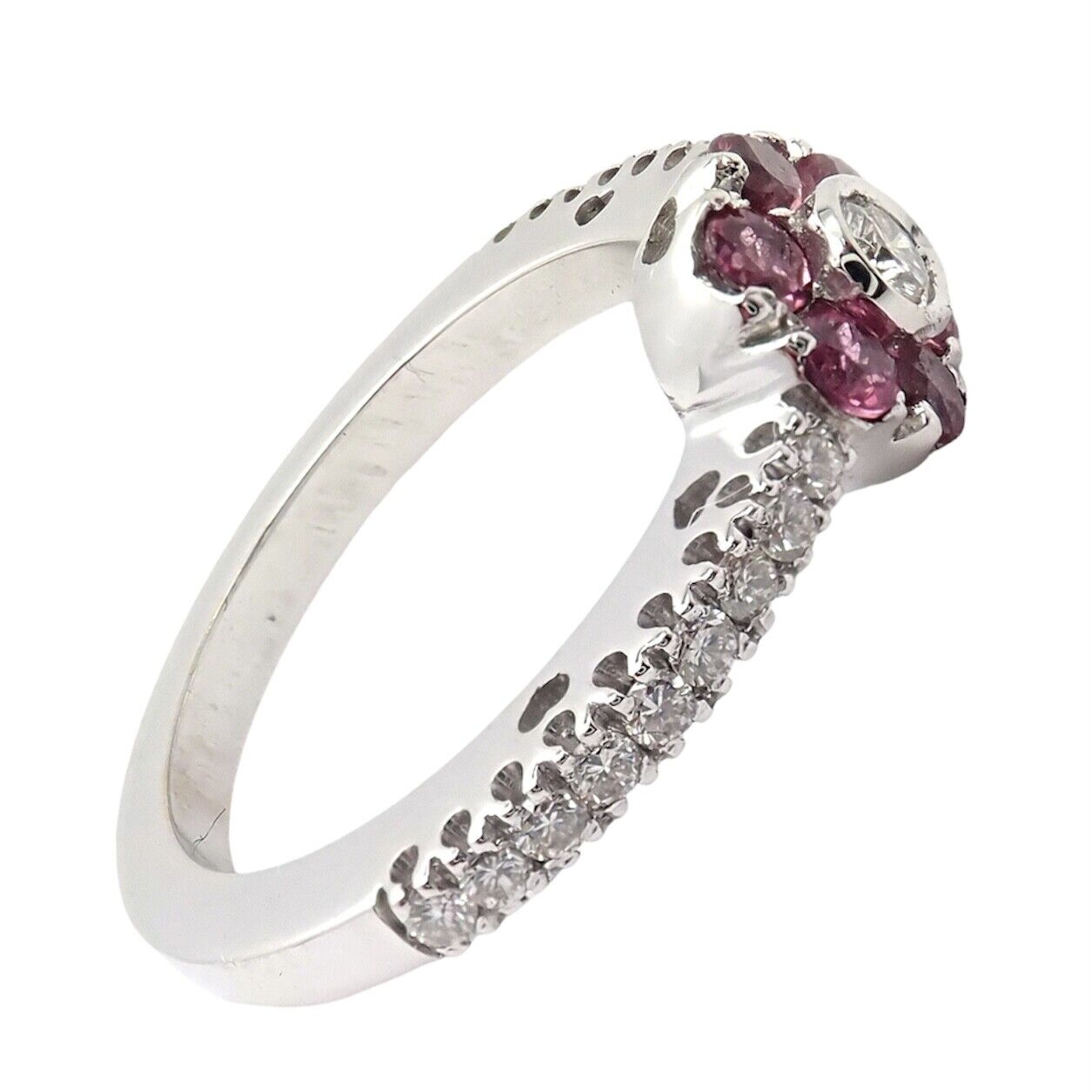 Authentic! Pasquale Bruni 18k White Gold Diamond Pink Sapphire Flower Fiori Ring | Fortrove