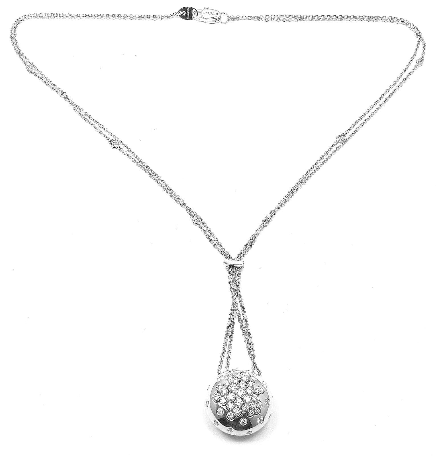 Authentic Damiani 18K White Gold Diamond Drop Cluster Pendant Necklace | Fortrove