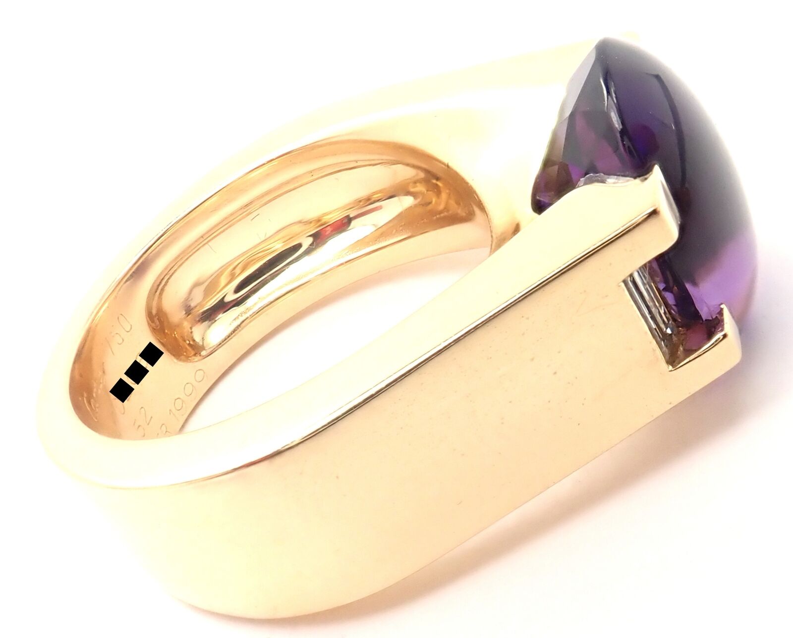 Authentic! Cartier Tankissi 18k Yellow Gold Diamond Large Amethyst Ring Paper | Fortrove