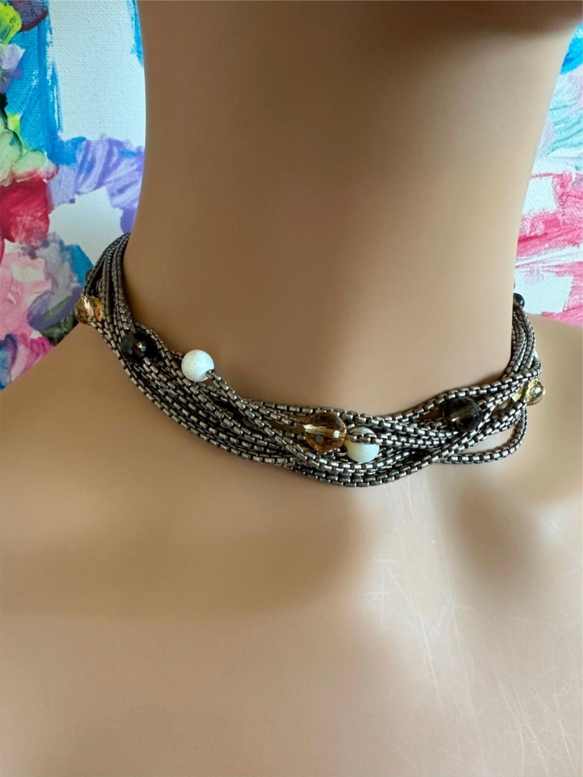 David Yurman DY 18k Yellow Gold Sterling Silver 8 Strand Box Chain Necklace | Fortrove