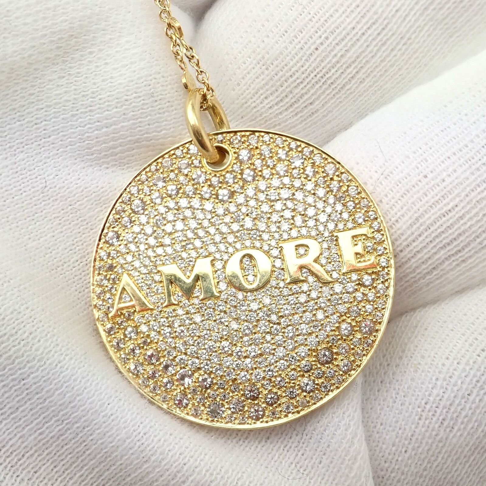 Pasquale Bruni 18k Yellow Gold Large Diamond + Sapphire Amore Pendant Necklace | Fortrove