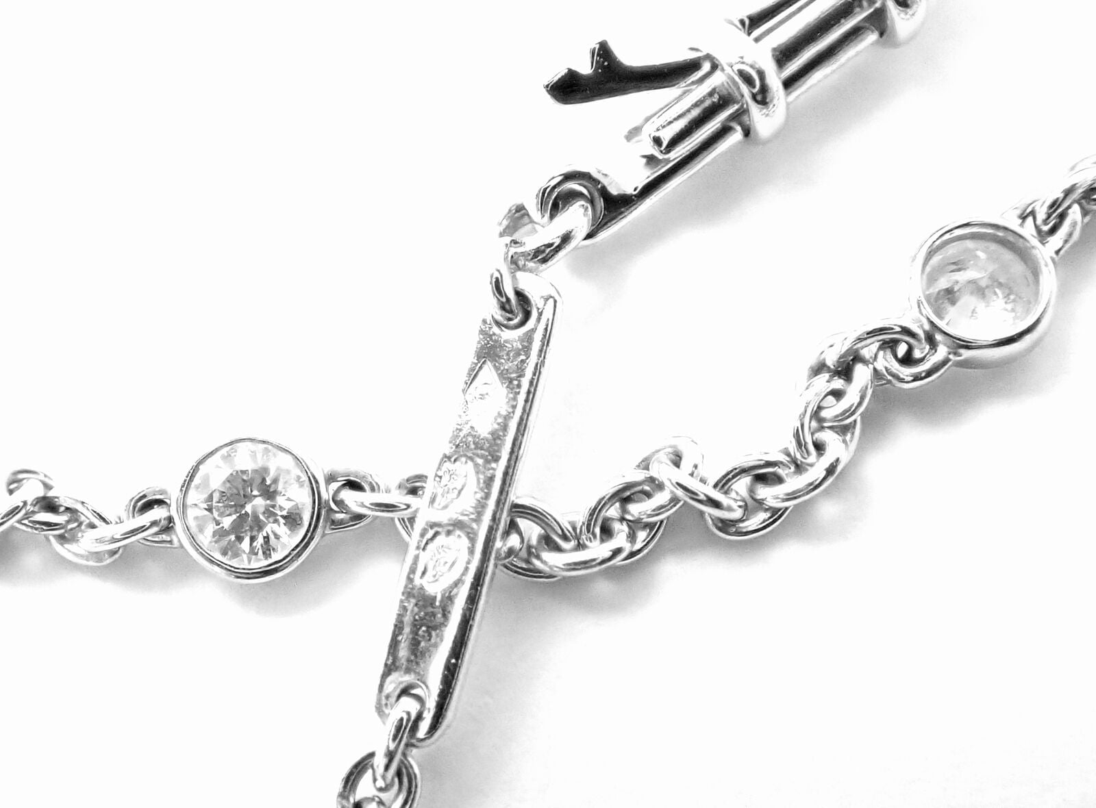 Authentic! Cartier 18k White Gold 1.5ct Diamond By The Yard Chain Necklace | Fortrove