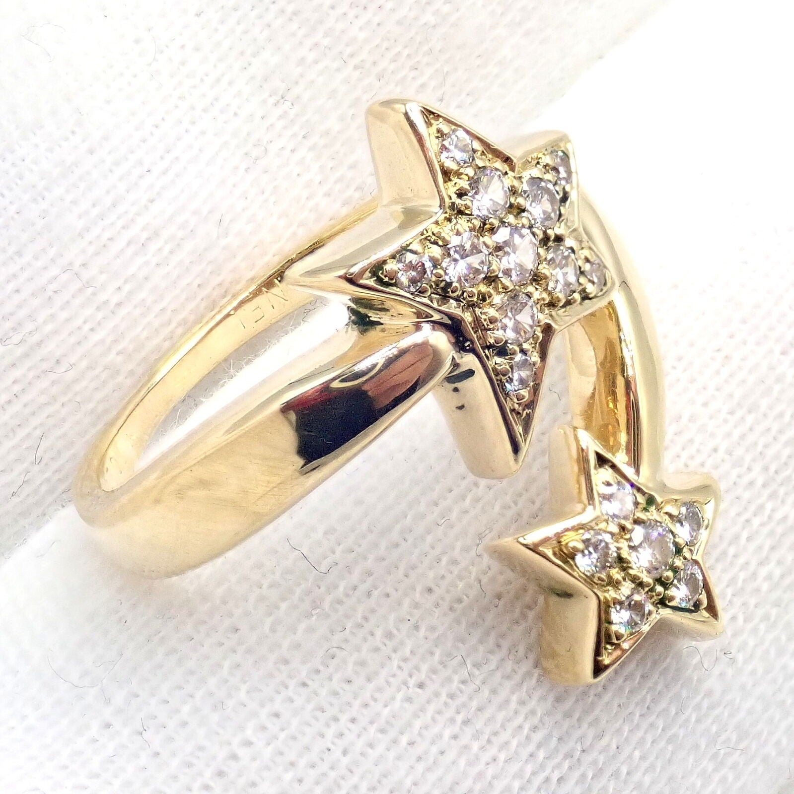 Chanel Comete 18k Yellow Gold Diamond Cocktail Stars Ring sz 6.5 | Fortrove