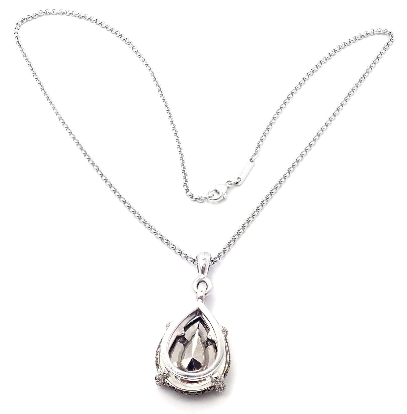 Authentic! Chopard Golden Diamonds 18k White Gold Diamond Chrome Stone Necklace | Fortrove
