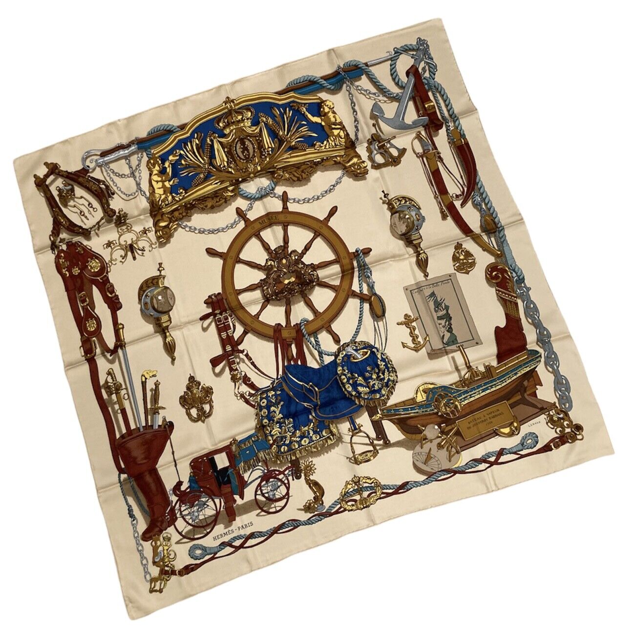 Authentic RARE! Hermes Musee Museum Vintage 90cm Silk Scarf | Fortrove