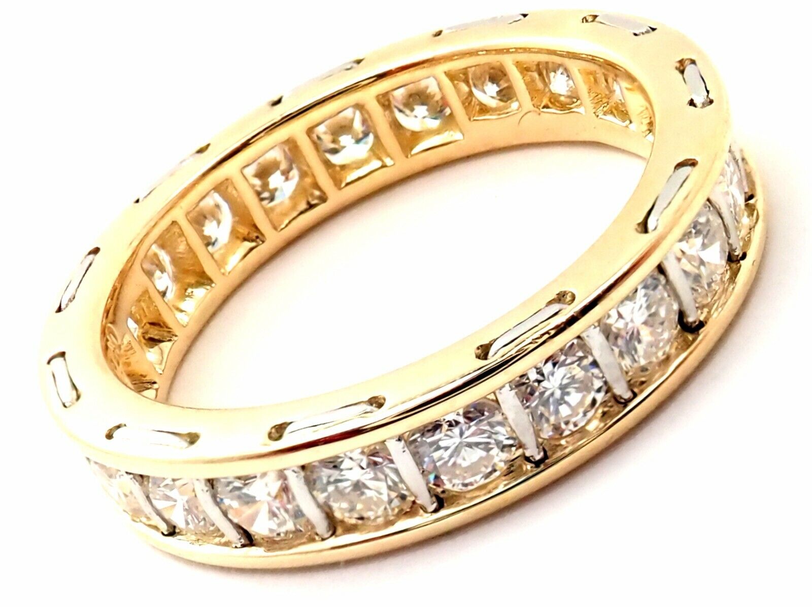 Cartier Jewelry & Watches:Fine Jewelry:Rings Rare! Vintage Authentic Cartier 18k Yellow Gold Diamond Eternity Band Stack Ring
