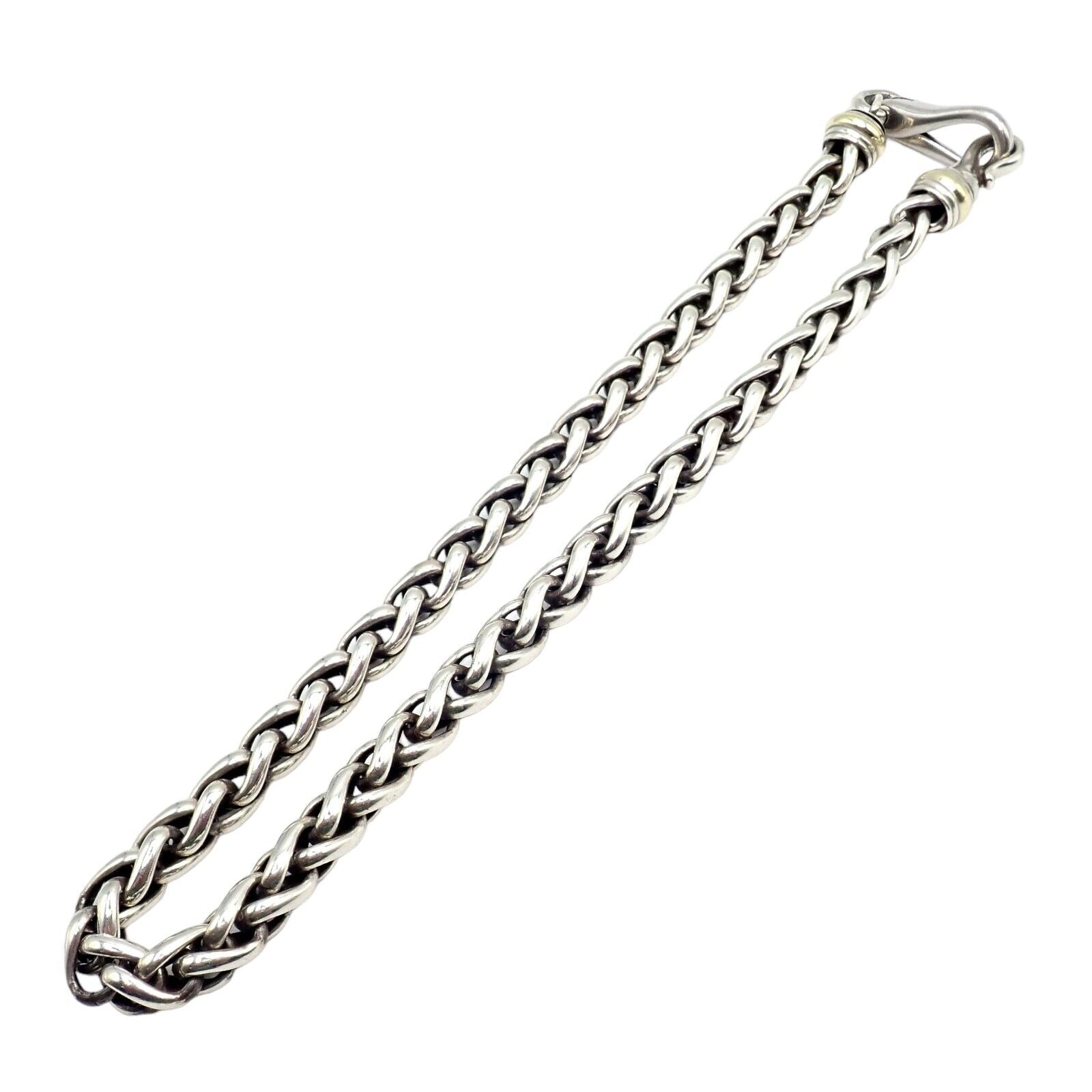 David Yurman DY Sterling Silver 14k Yellow Gold Wheat 8.5mm Chain Necklace 16" | Fortrove