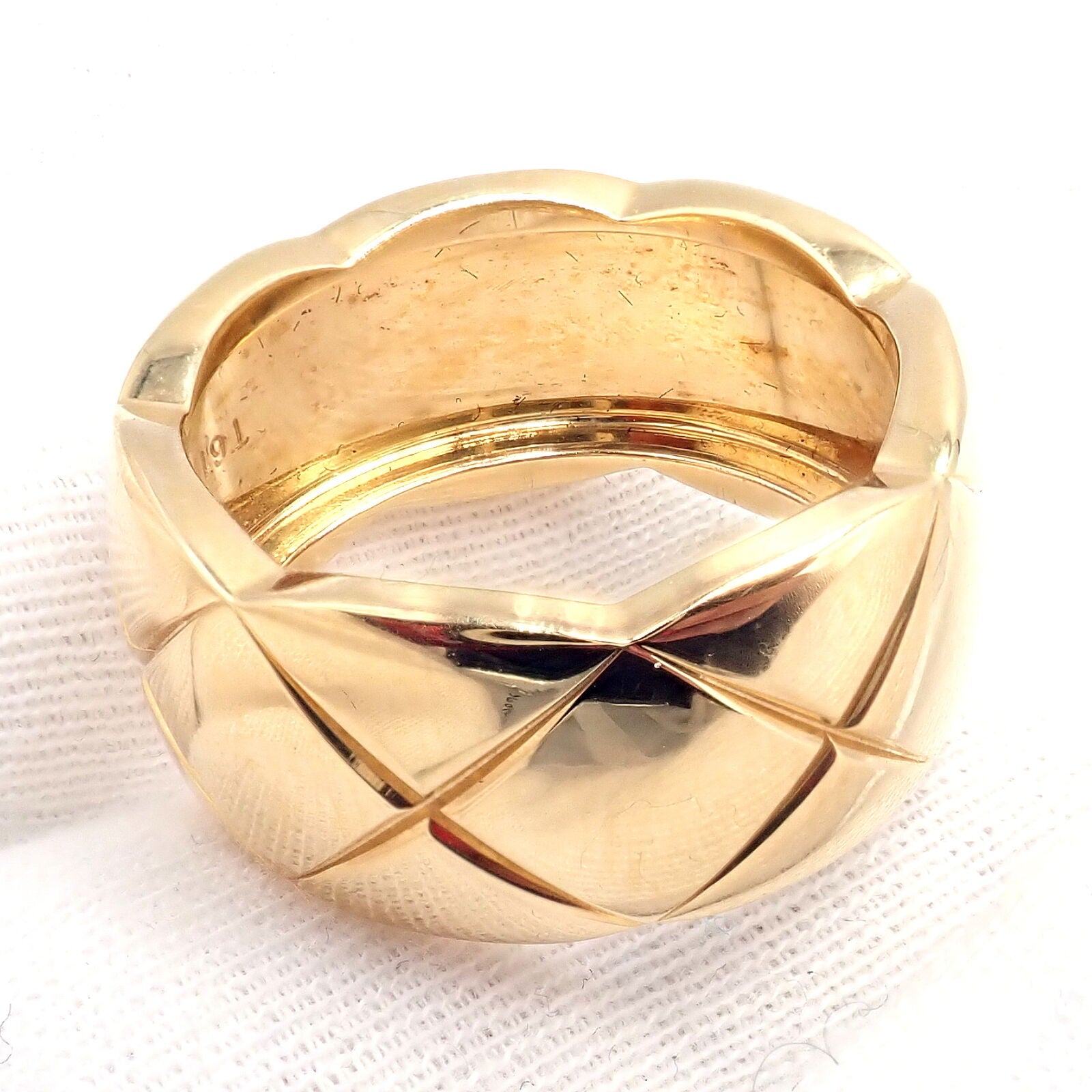 Authentic! Chanel 18k Yellow Gold Yellow Large Wide Coco Crush Band Ring | Fortrove