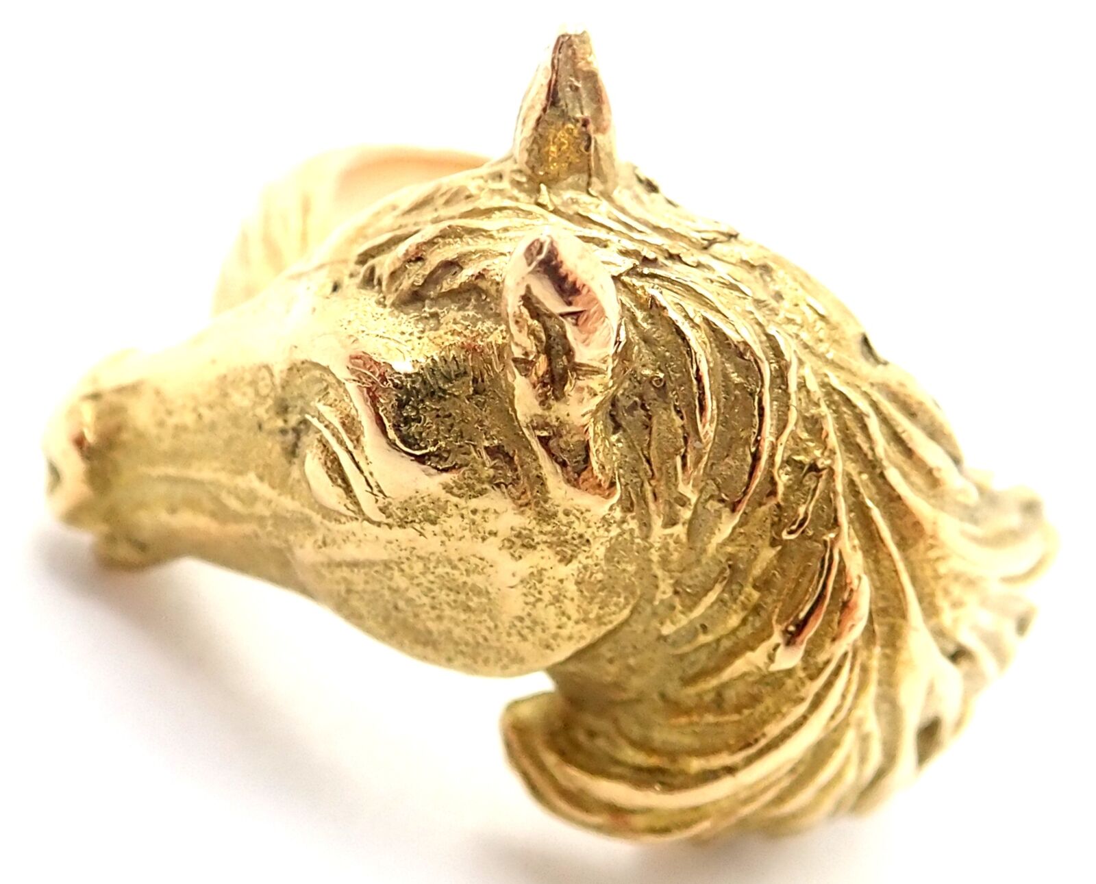 Authentic! Vintage Hermes 18K Yellow Gold Horse Band Ring | Fortrove