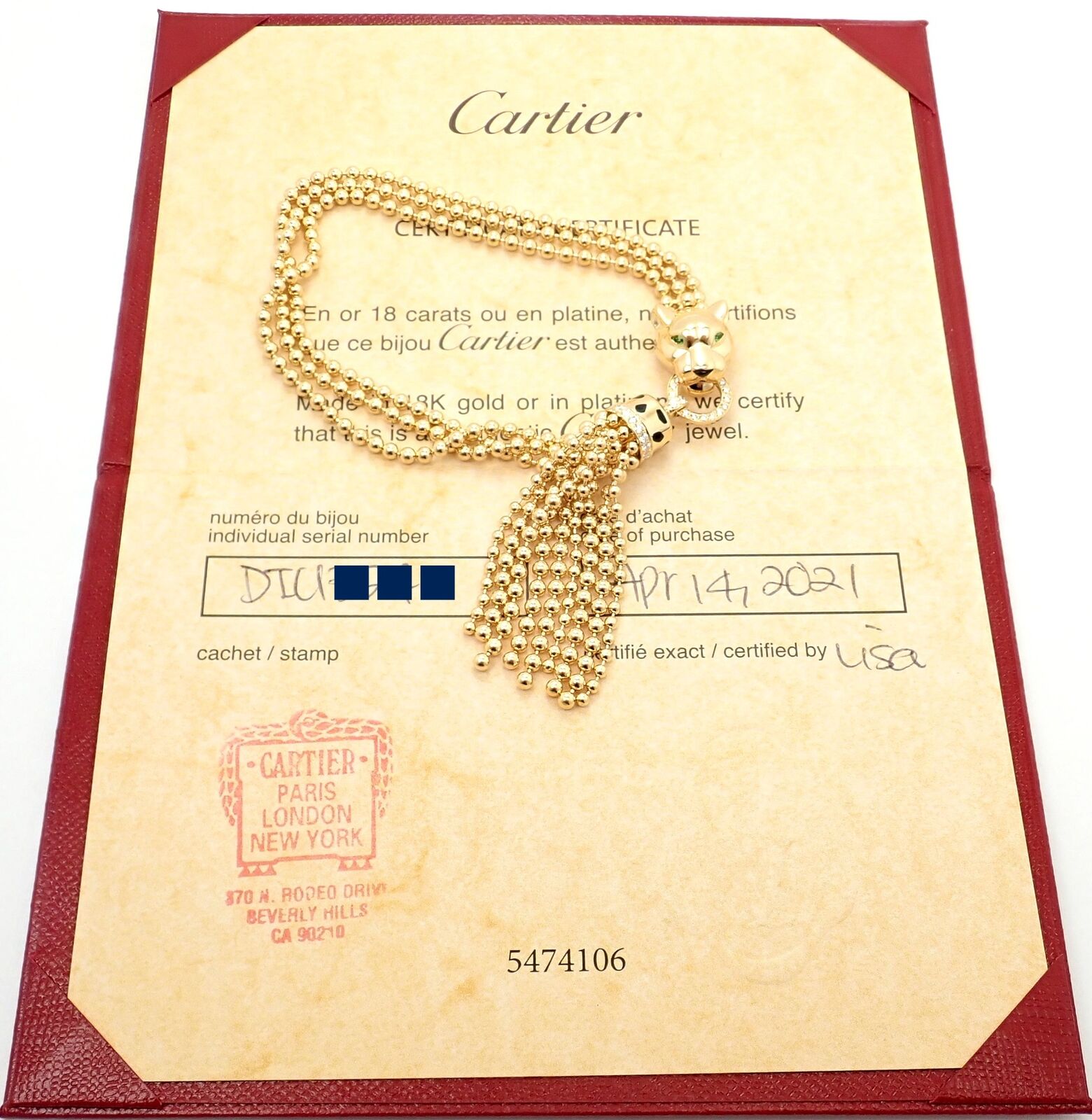 Authentic Panthere De Cartier Panther 18k Yellow Gold Diamond Tsavorite Bracelet | Fortrove