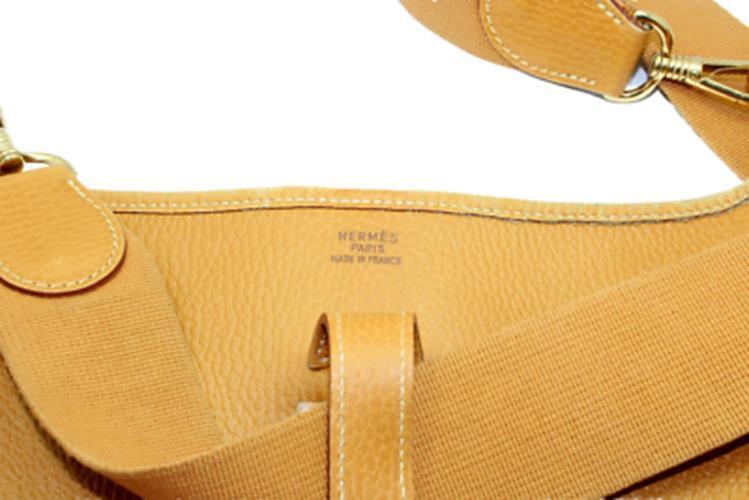 Authentic! Hermes Evelyne Natural Tan Clemence Leather GM Handbag Purse | Fortrove