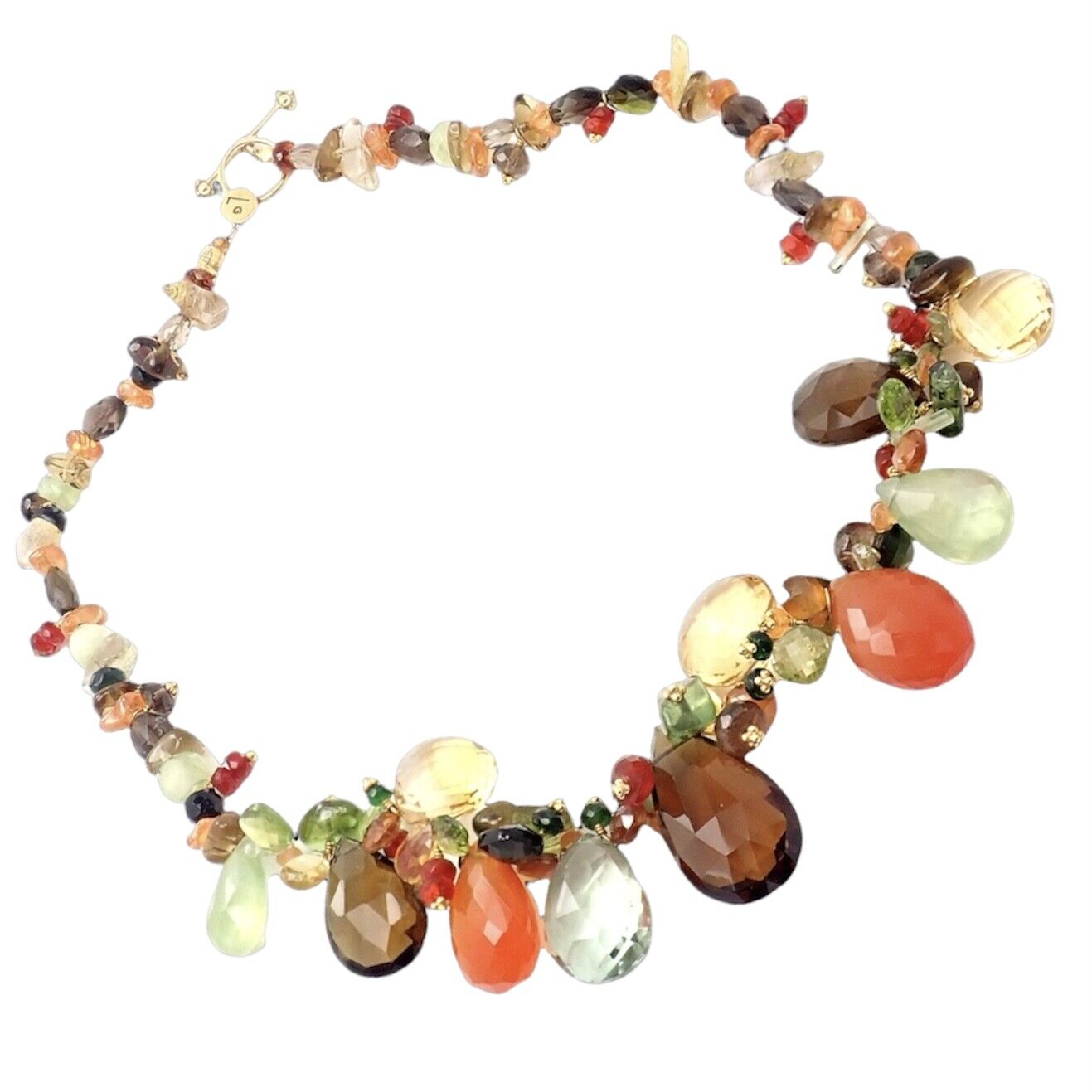 Rare Laura Gibson 22k Yellow Gold Briolette Onyx Spessartite Bead Candy Necklace | Fortrove