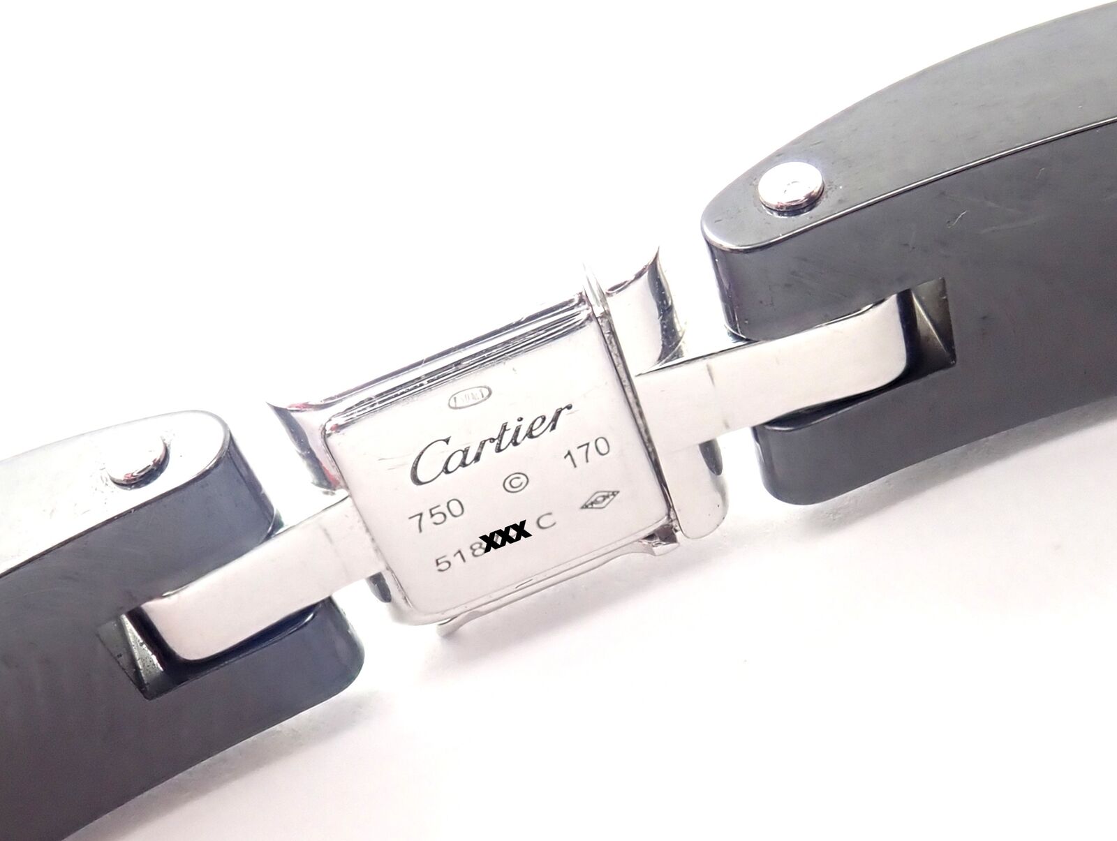 Authentic! Cartier Maillon Panthere 18K White Gold Diamond Ceramic Link Bracelet | Fortrove