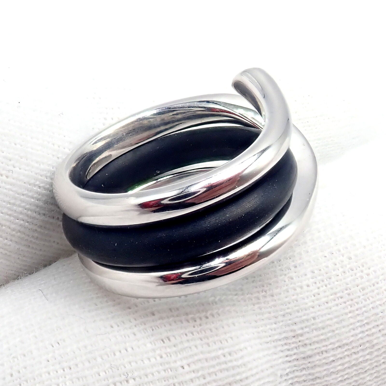 Authentic! Georg Jensen 18K White Gold Magic Rubber Ring sz 5.5 51 | Fortrove