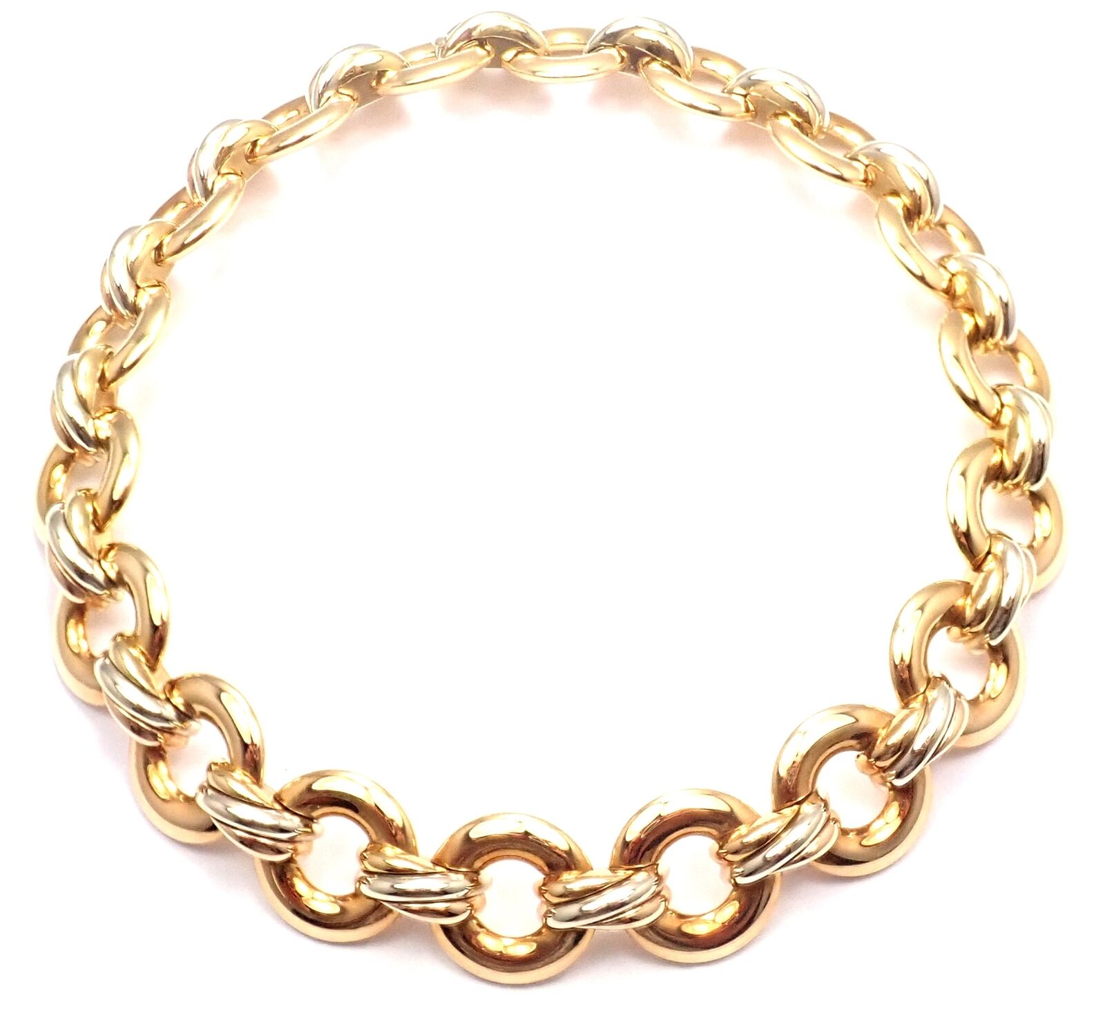 Rare! Authentic Cartier Trinity 18k Multi Color Gold Round Link Necklace | Fortrove