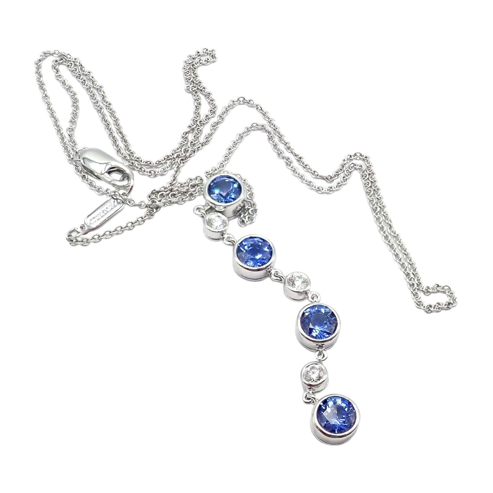 Authentic! Tiffany & Co Platinum Jazz Diamond Tanzanite Pendant Necklace | Fortrove