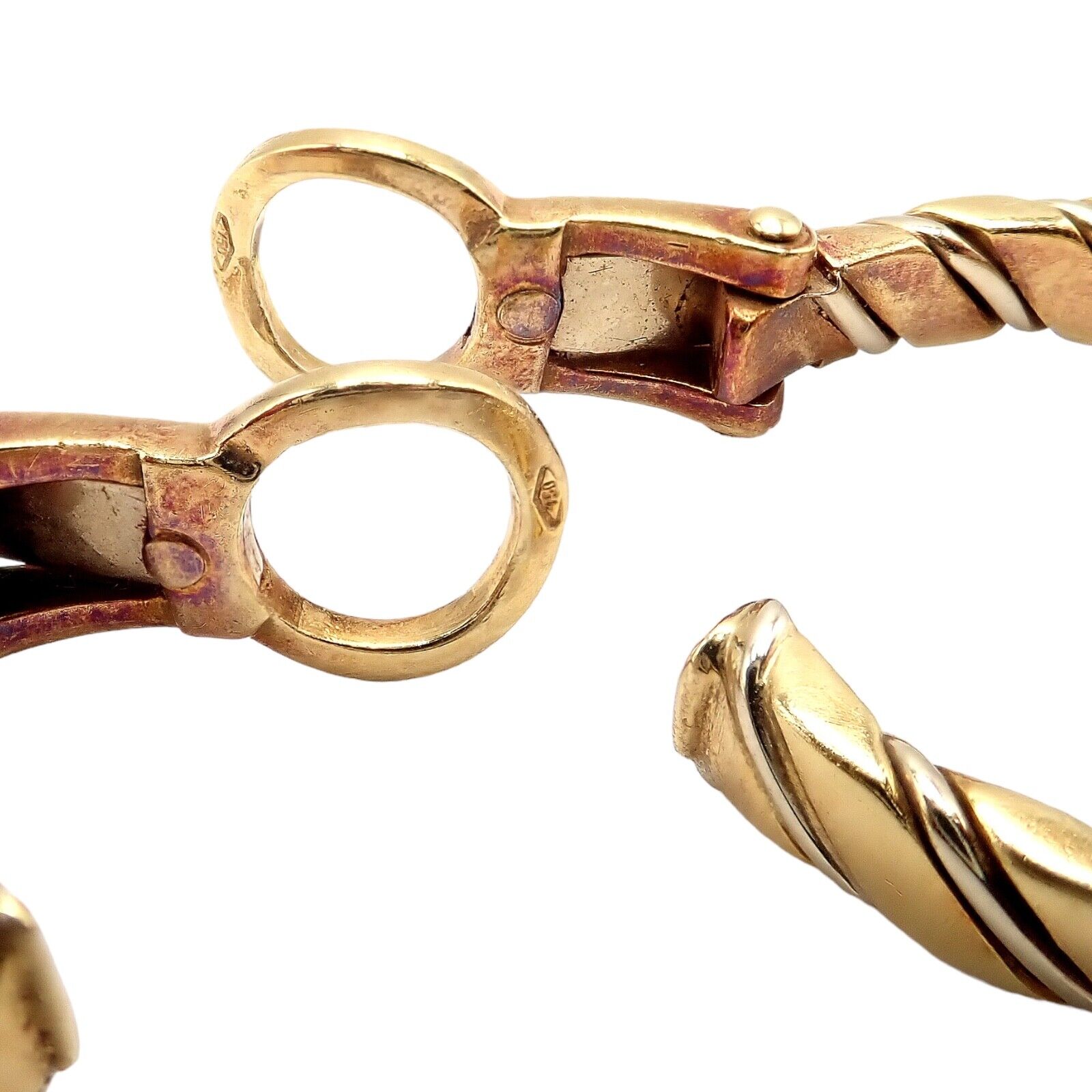 Rare! Authentic Pomellato 18k Yellow + White Gold Hoop Earrings | Fortrove