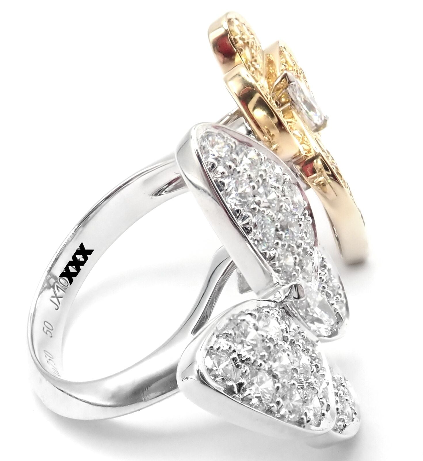 Van Cleef & Arpels 18k Gold Diamond Sapphire Two Butterfly Between Finger Ring | Fortrove