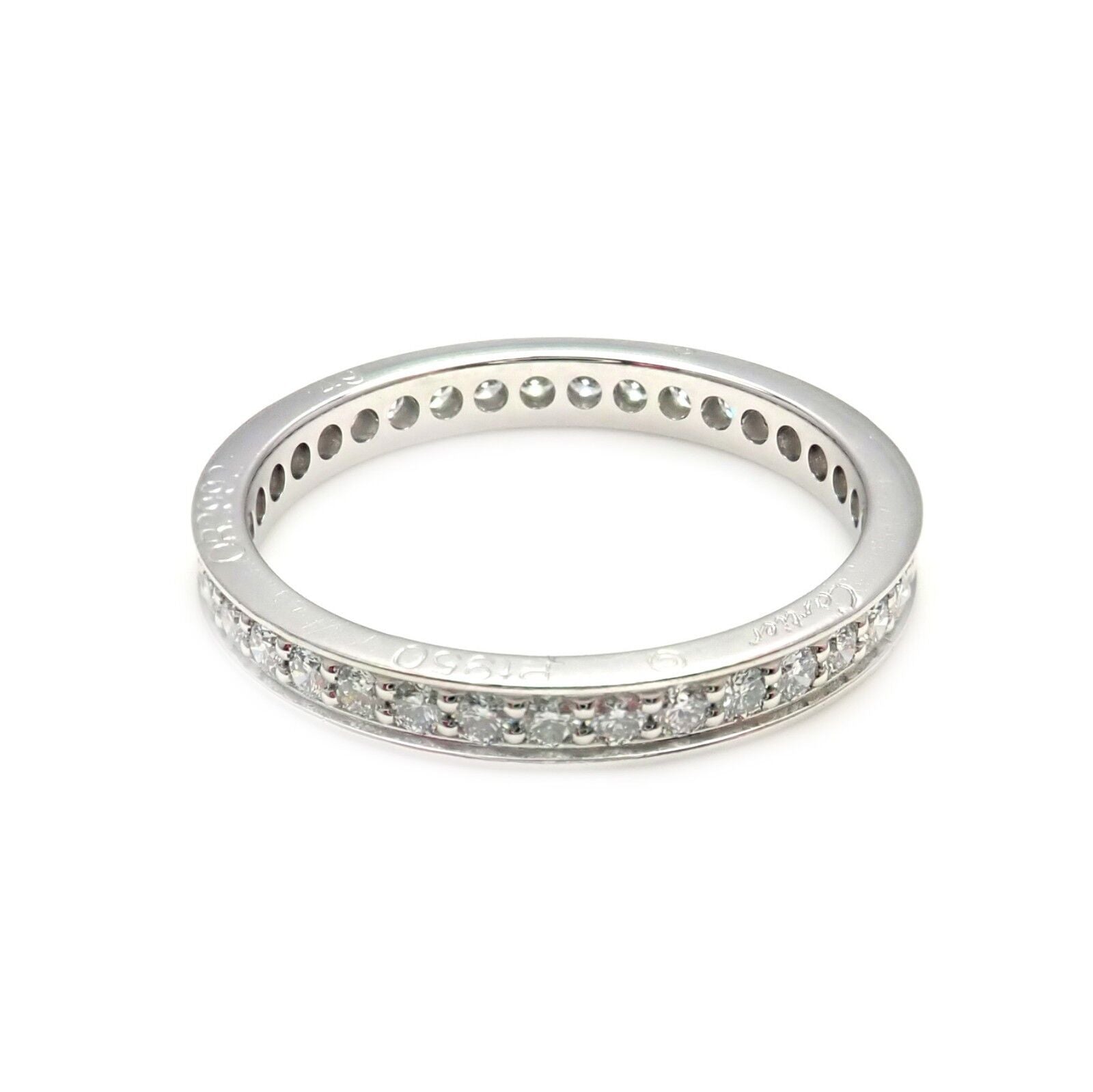 Authentic! Cartier Platinum Diamond 0.70ctw Eternity Band Ring Sz EU 49 US 5 | Fortrove