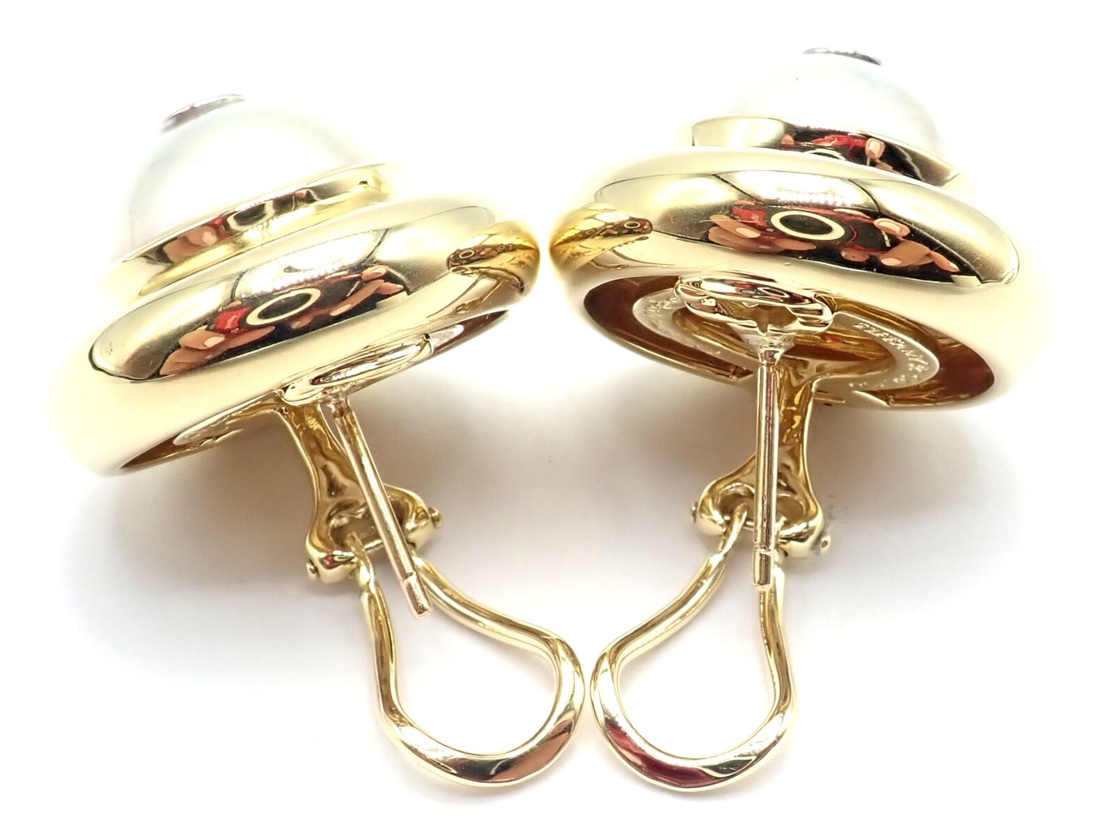 Authentic Tiffany & Co Picasso 18k Yellow Gold Diamond Mabe Pearl Earrings Paper | Fortrove