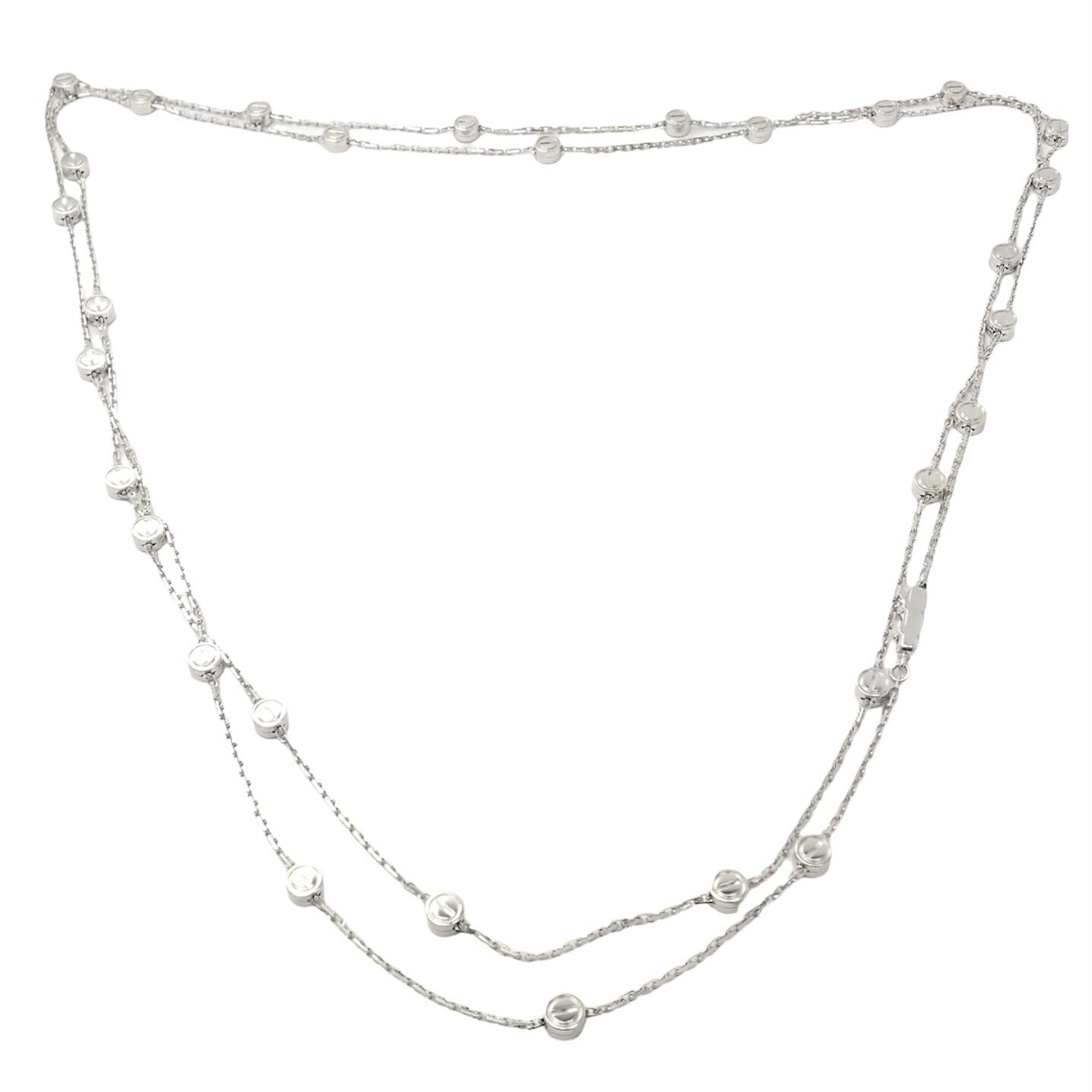 Authentic! Cartier Love Screws Station 18k White Gold 46" Long Chain Necklace | Fortrove