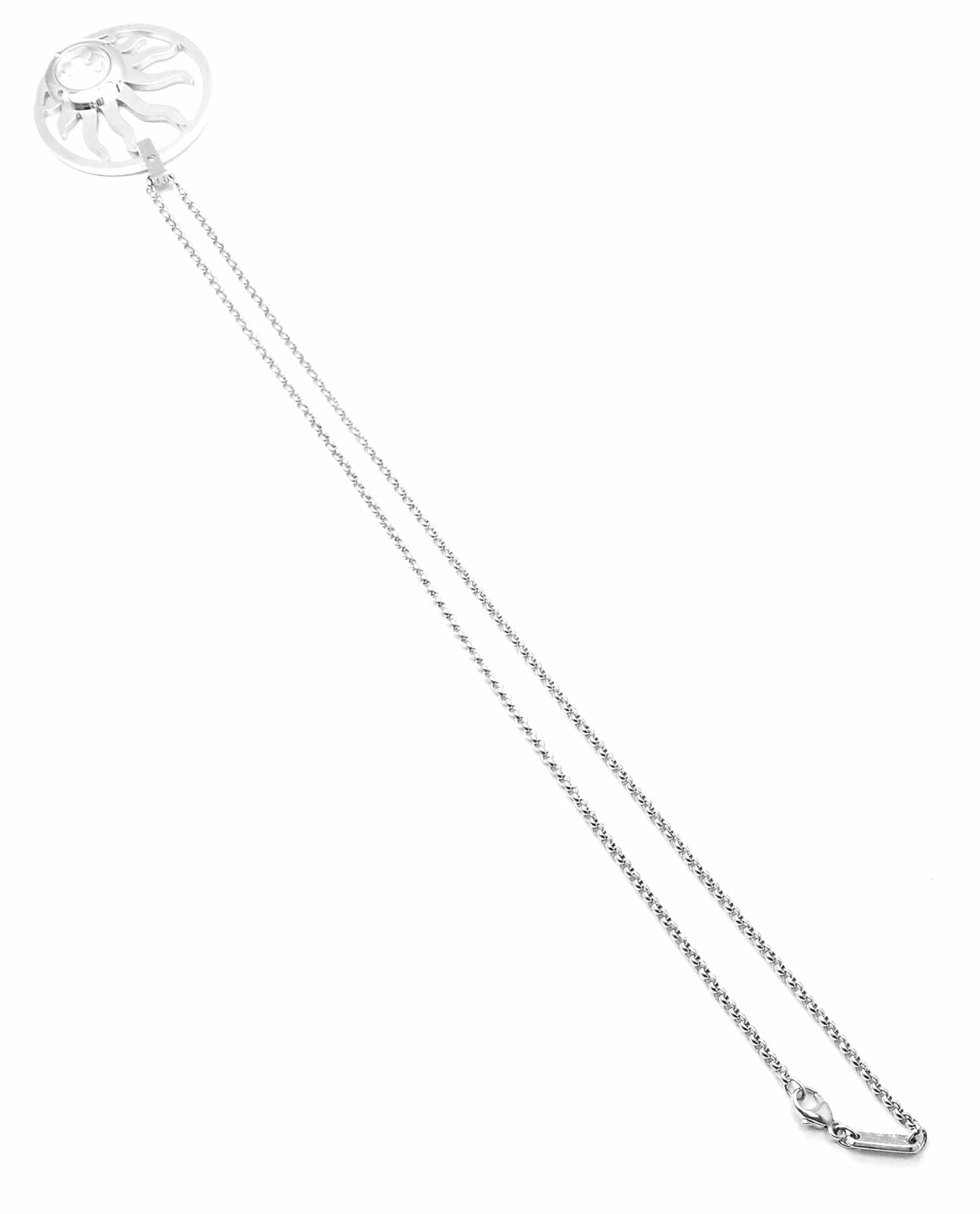 Authentic! Chopard Happy Diamond Sun 18K White Gold Pendant Necklace | Fortrove