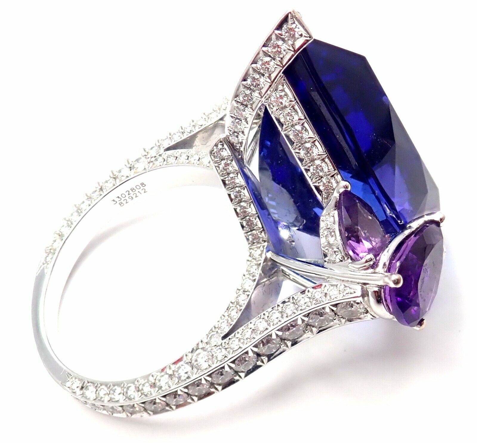 Rare! Chopard High Jewelry 18k Gold Diamond Tanzanite Amethyst Ring Box Cert | Fortrove