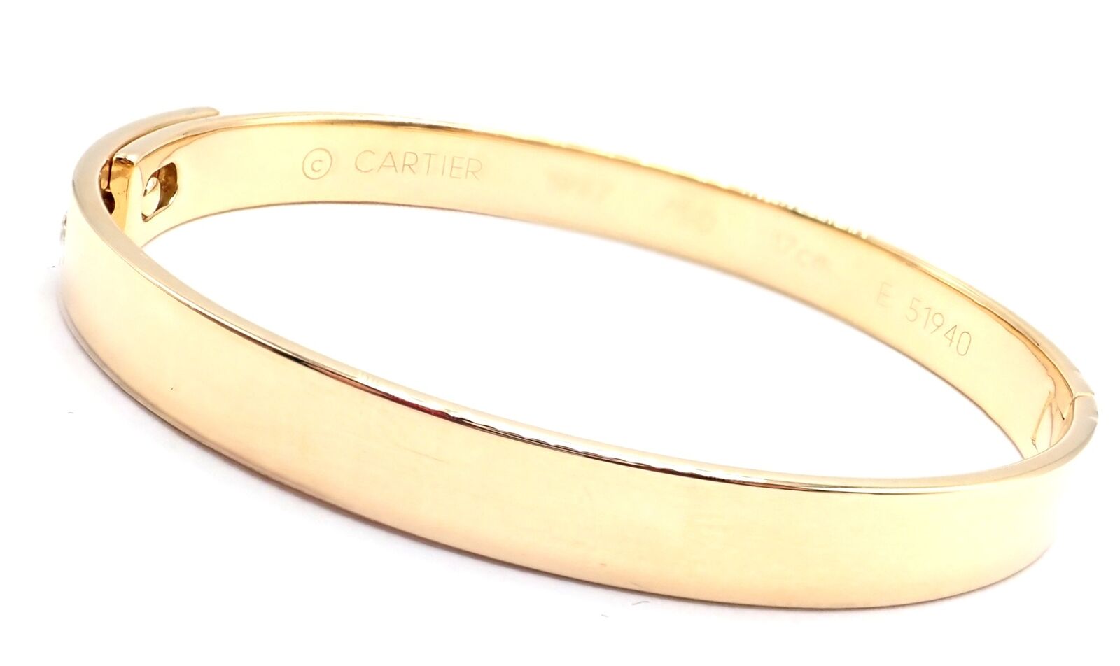 Authentic! Cartier 18k Yellow Gold Diamond Anniversary Bangle Bracelet Size 17 | Fortrove