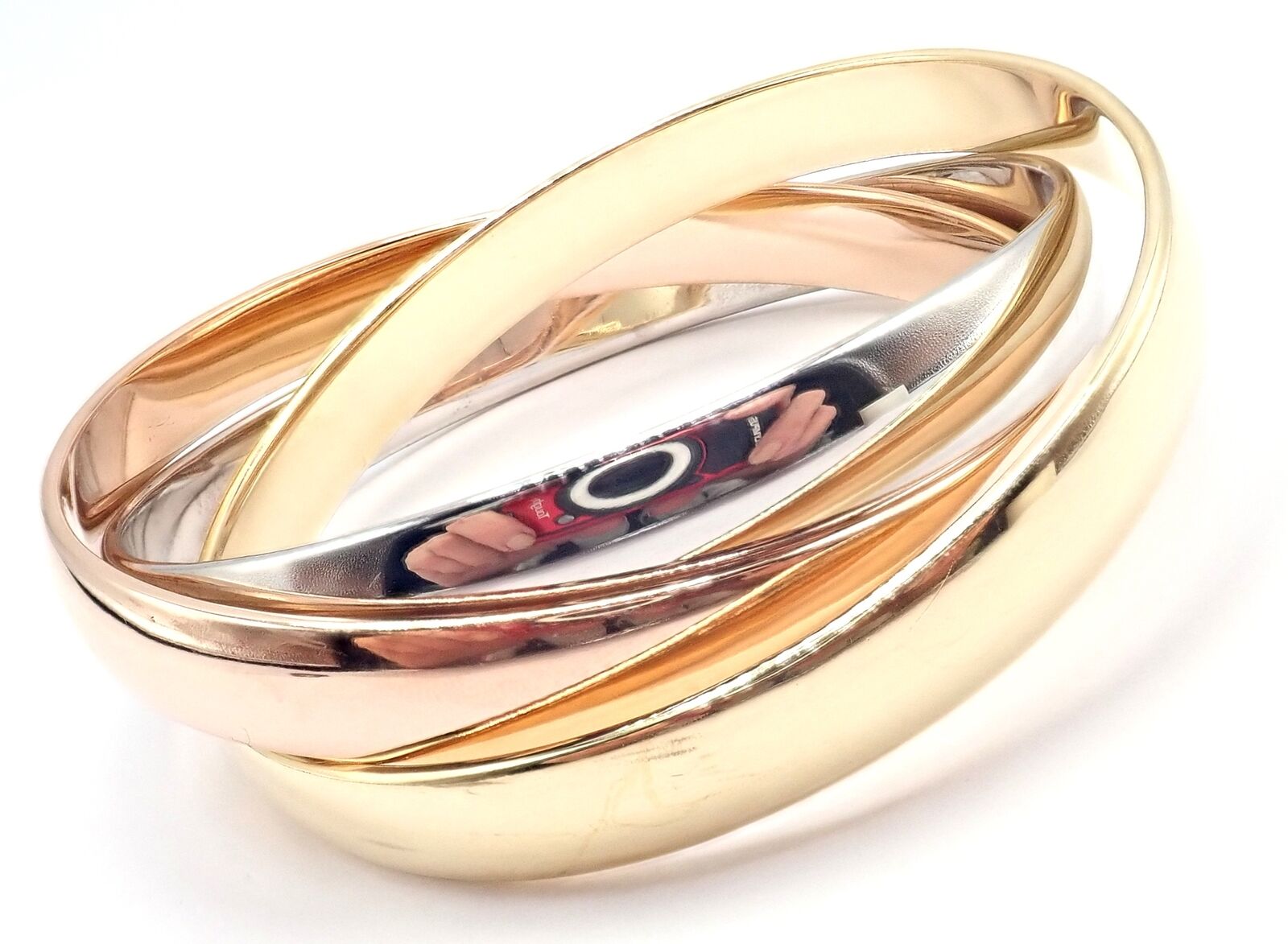 Cartier 18k Tricolor Gold Trinity Large Model Medium Size Bangle Bracelet | Fortrove