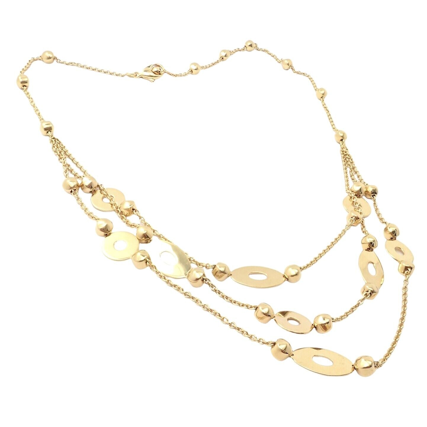 Authentic! Bulgari Bvlgari Lucea 18k Yellow Gold Three Row Necklace | Fortrove
