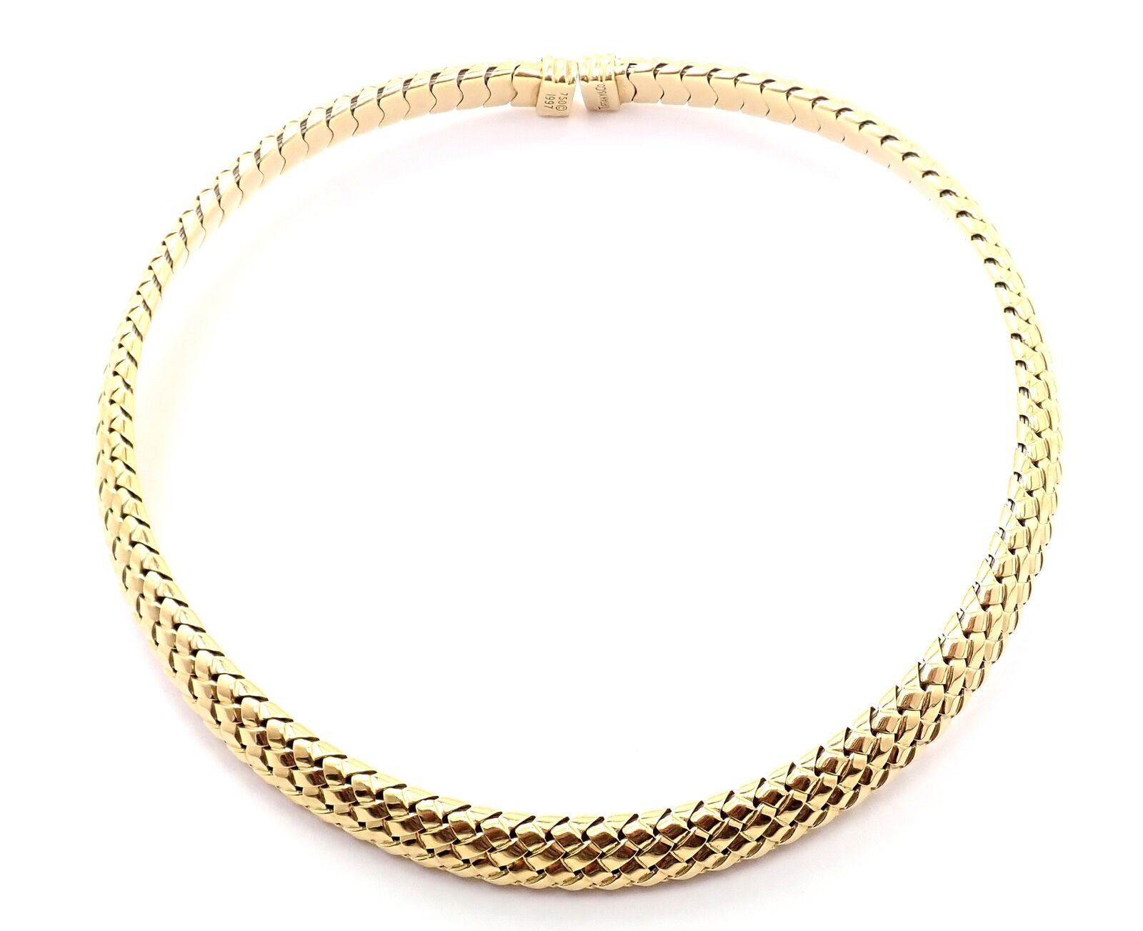 Tiffany & Co. Jewelry & Watches:Fine Jewelry:Necklaces & Pendants Authentic! Tiffany & Co Vannerie 18k Yellow Gold Basket Weave Choker Necklace