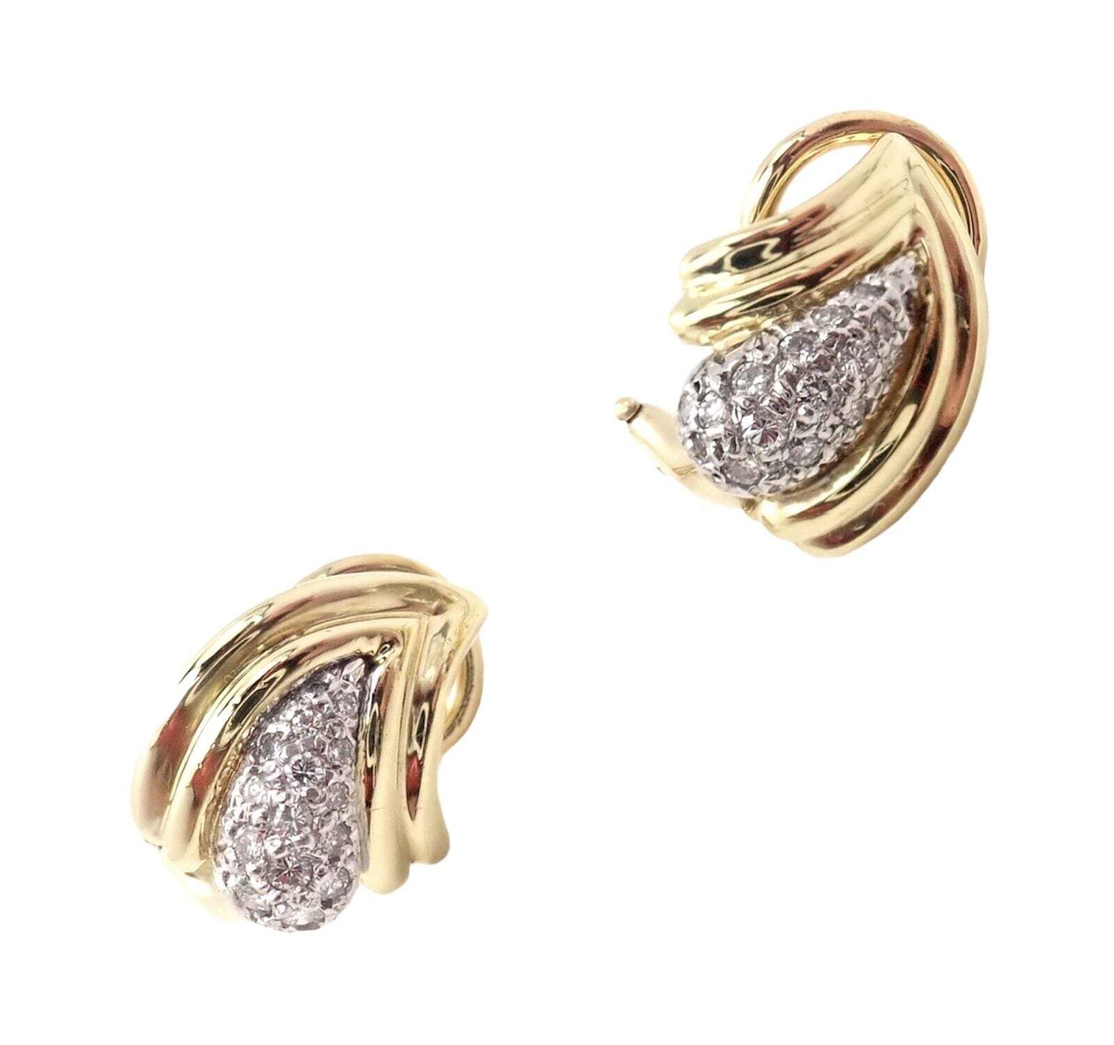 Authentic! Tiffany & Co 18k Yellow Gold Diamond Teardrop Earrings | Fortrove