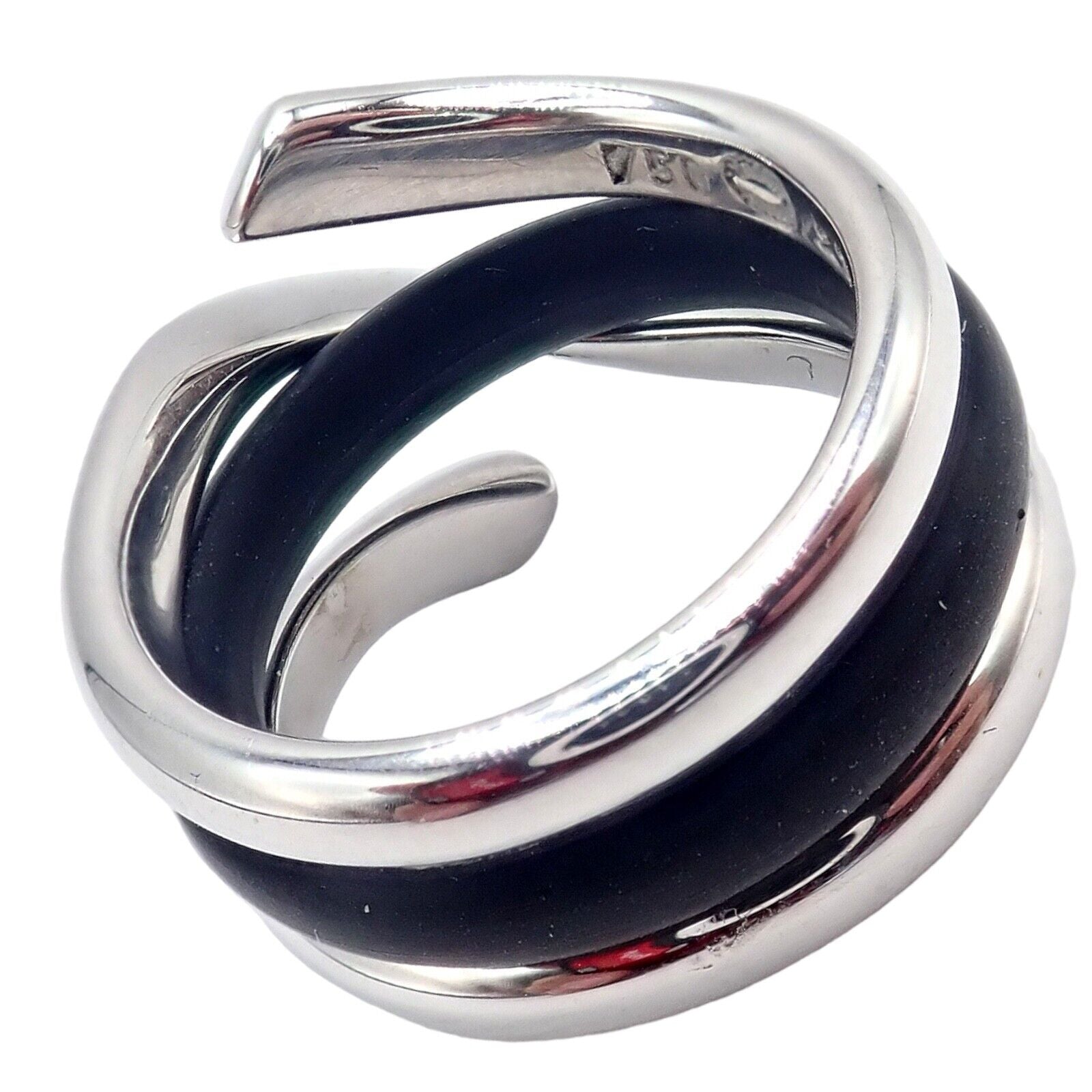 Authentic! Georg Jensen 18K White Gold Magic Rubber Ring sz 5.5 51 | Fortrove