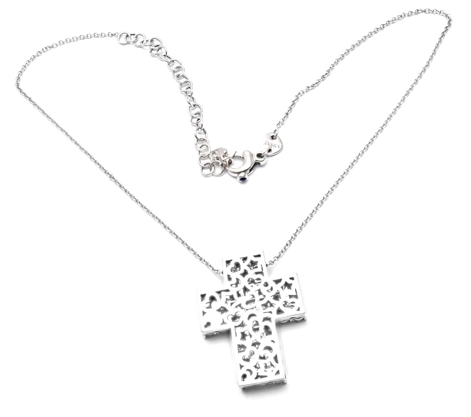 New! Authentic Pasquale Bruni 18k White Gold Diamond Peridot Cross Necklace | Fortrove