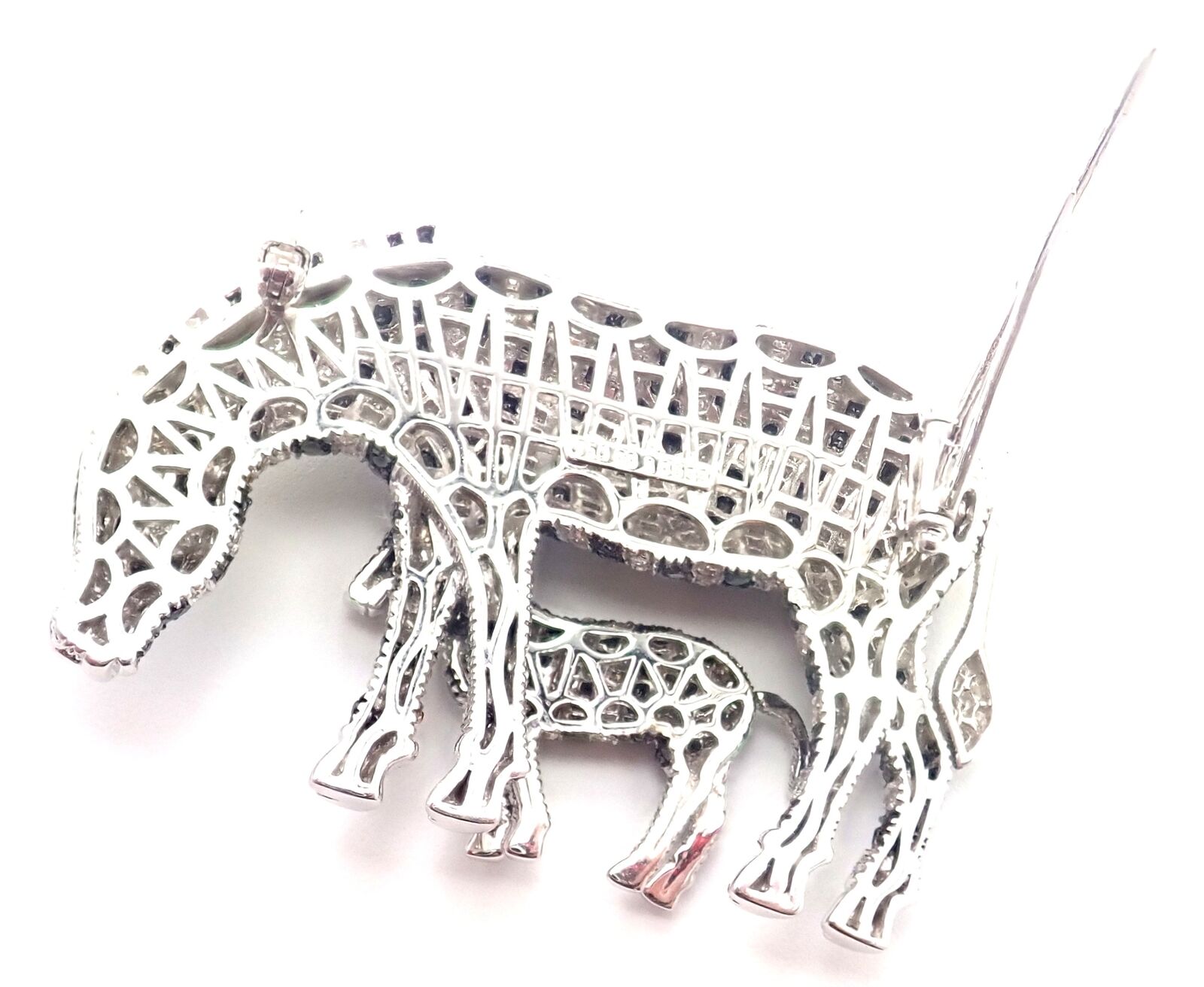 Authentic! Michele Della Valle 18k White Gold White & Black Diamond Zebra Brooch | Fortrove