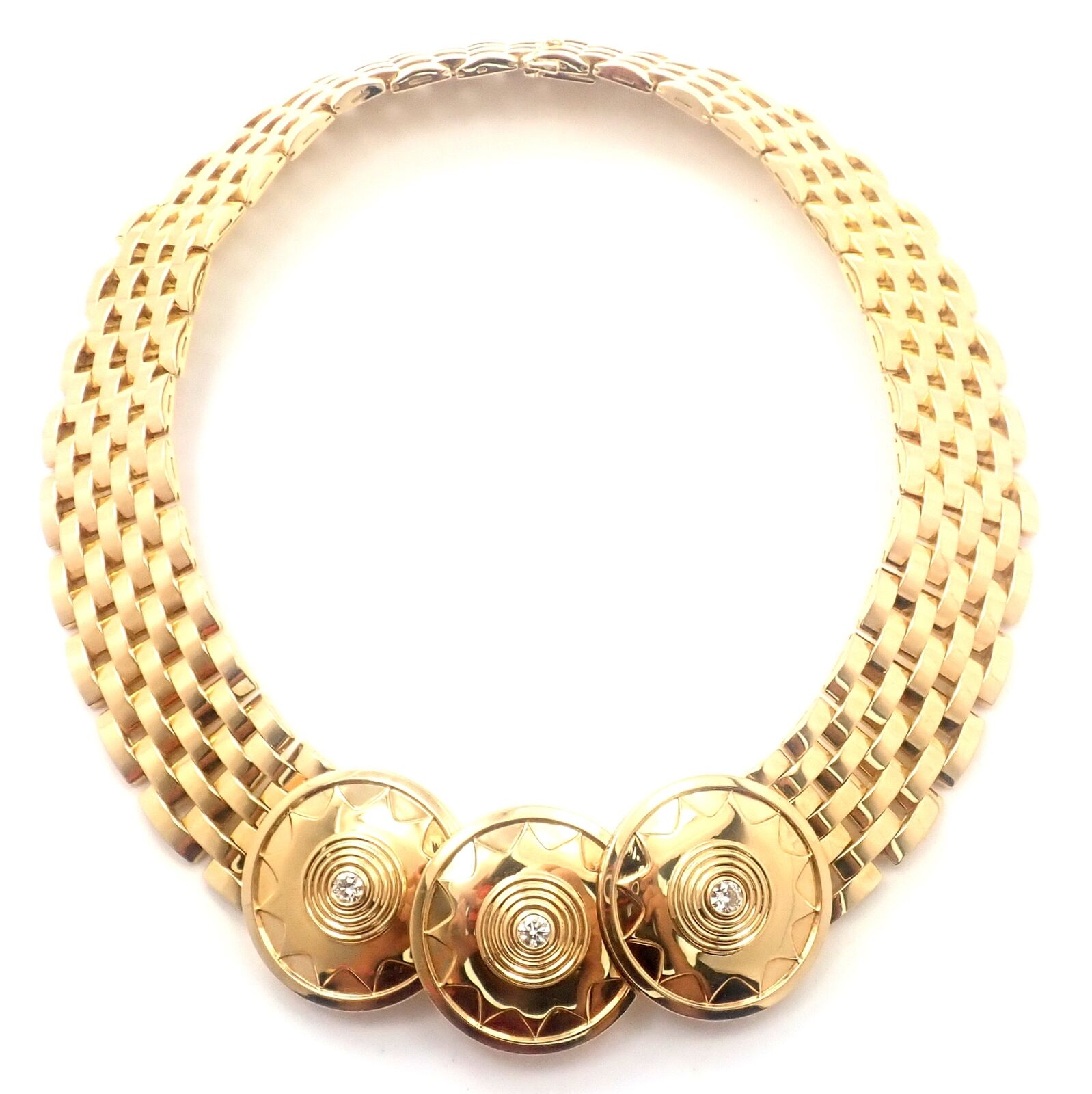 Authentic! Cartier Maillon Panthere Seven-Row 18k Yellow Gold Diamond Necklace | Fortrove