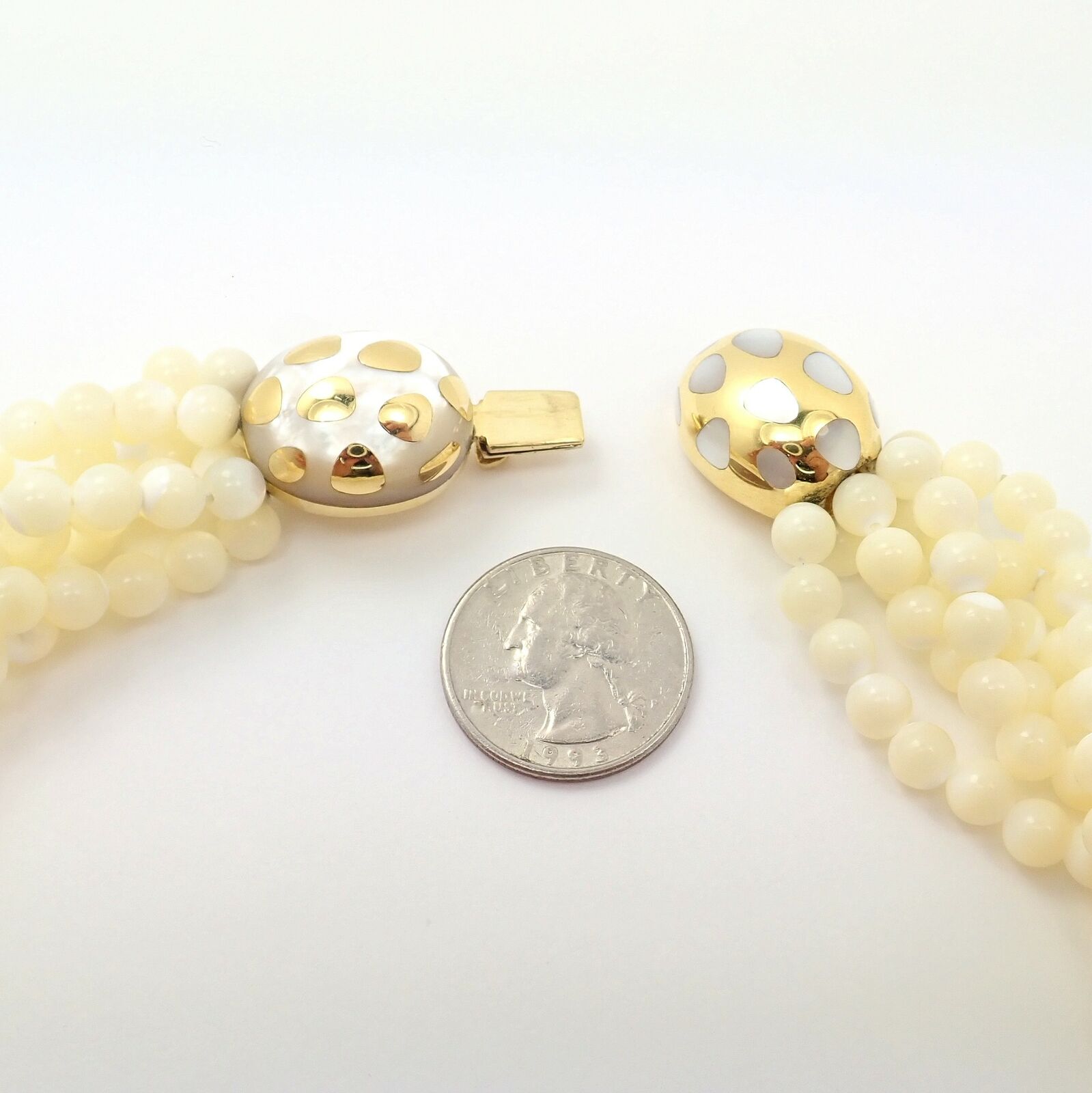 Tiffany & Co Cummings 18k Gold Mother Of Pearl Bead Torsade Inlaid Necklace | Fortrove