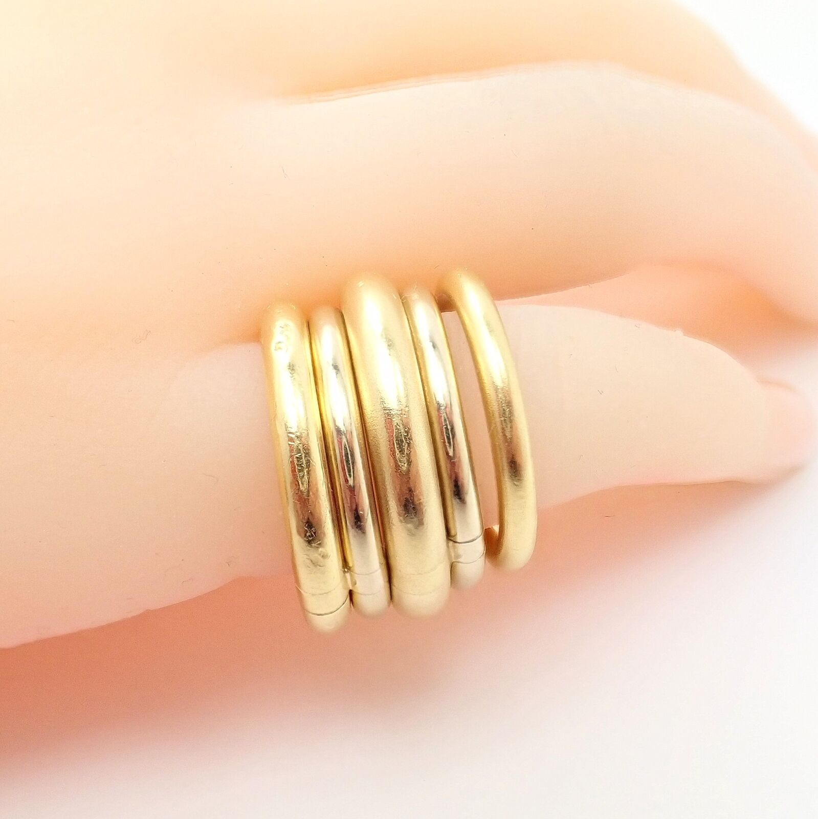 Authentic! Pomellato 18k Yellow White Gold 5 Row Interlocking Tubolare Band Ring | Fortrove