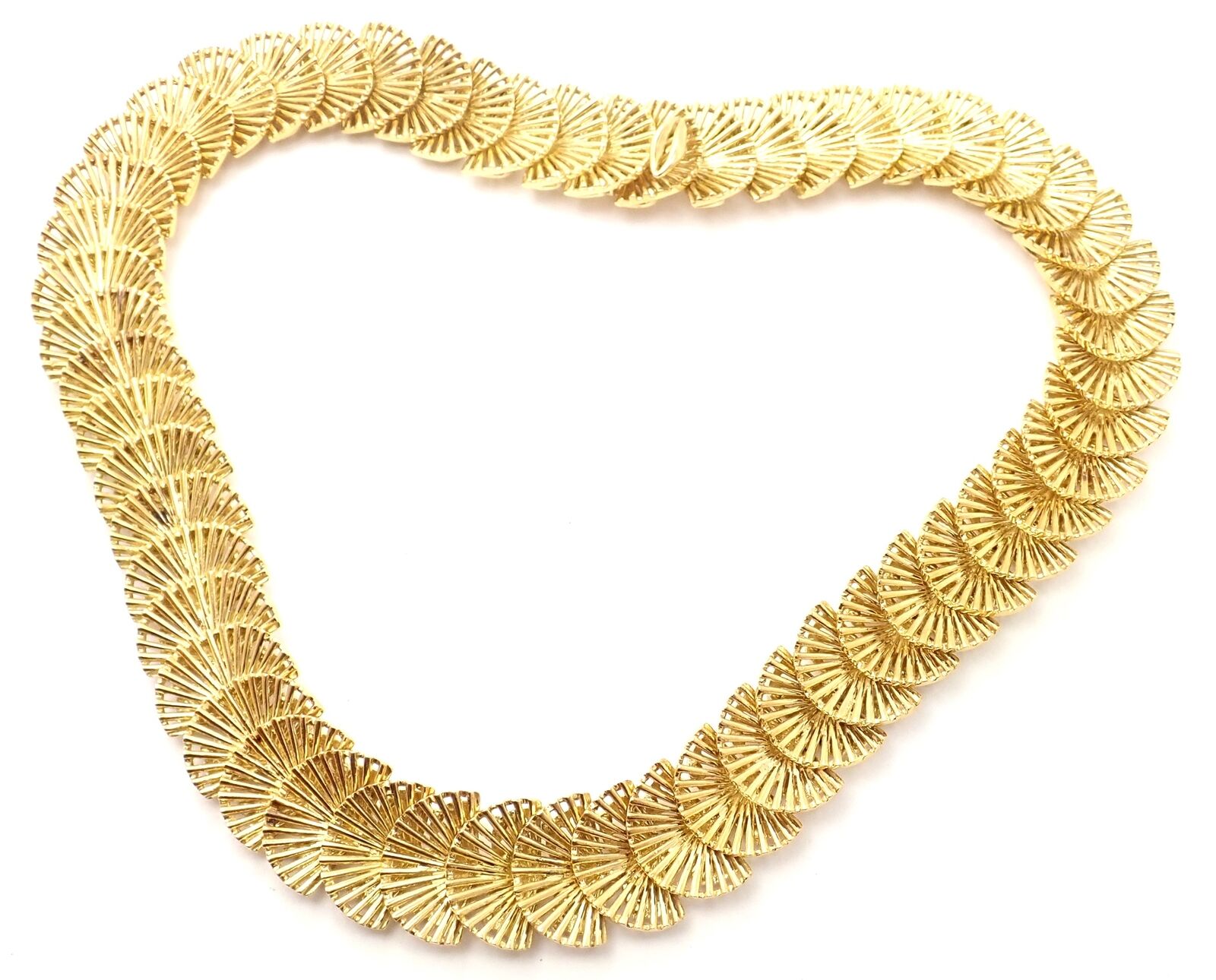 Rare! Authentic Vintage Tiffany & Co 18k Yellow Gold Fan Shell Link Necklace | Fortrove