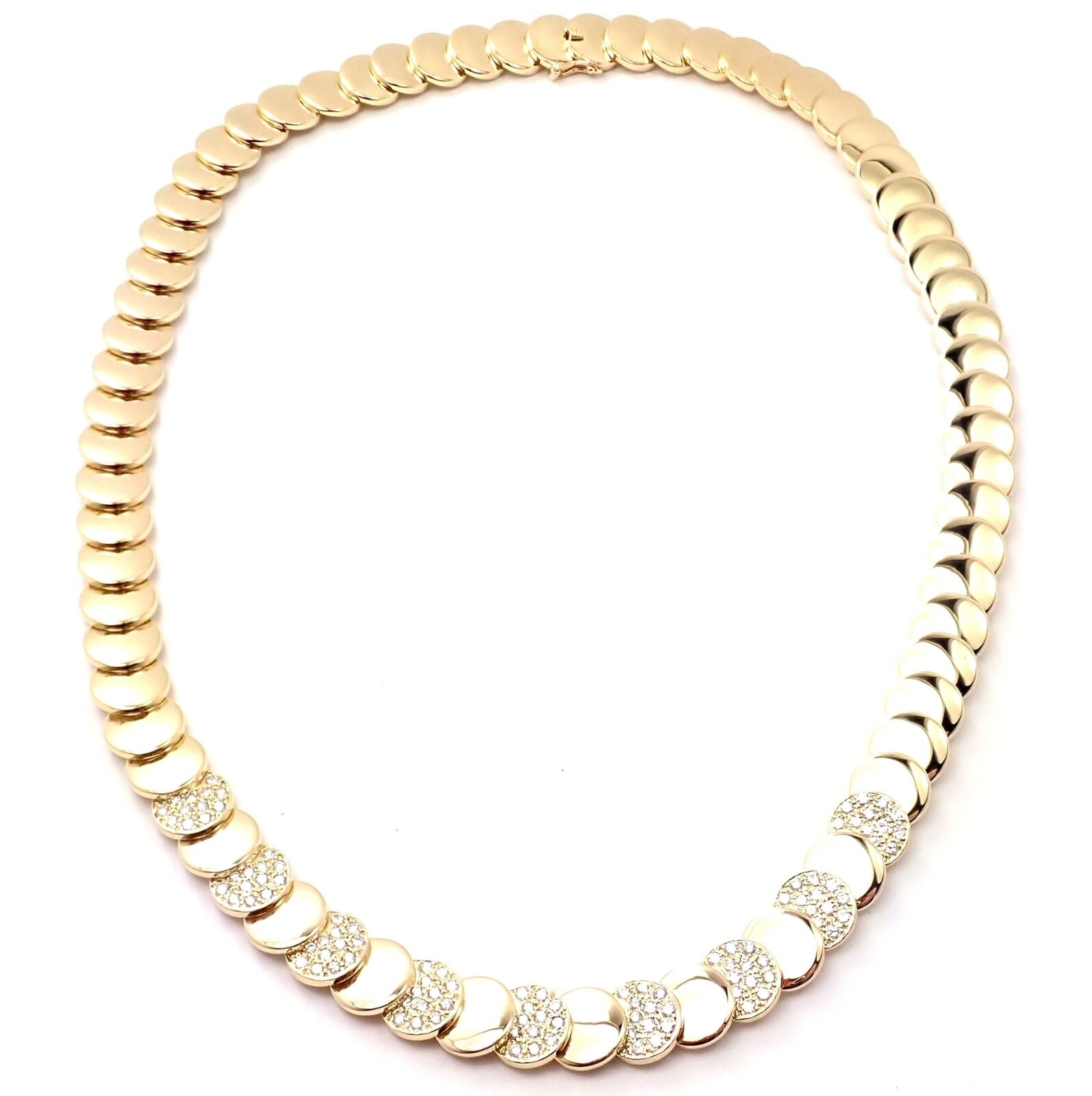 Rare! Vintage Authentic Van Cleef & Arpels 18k Yellow Gold Diamond Disc Necklace | Fortrove