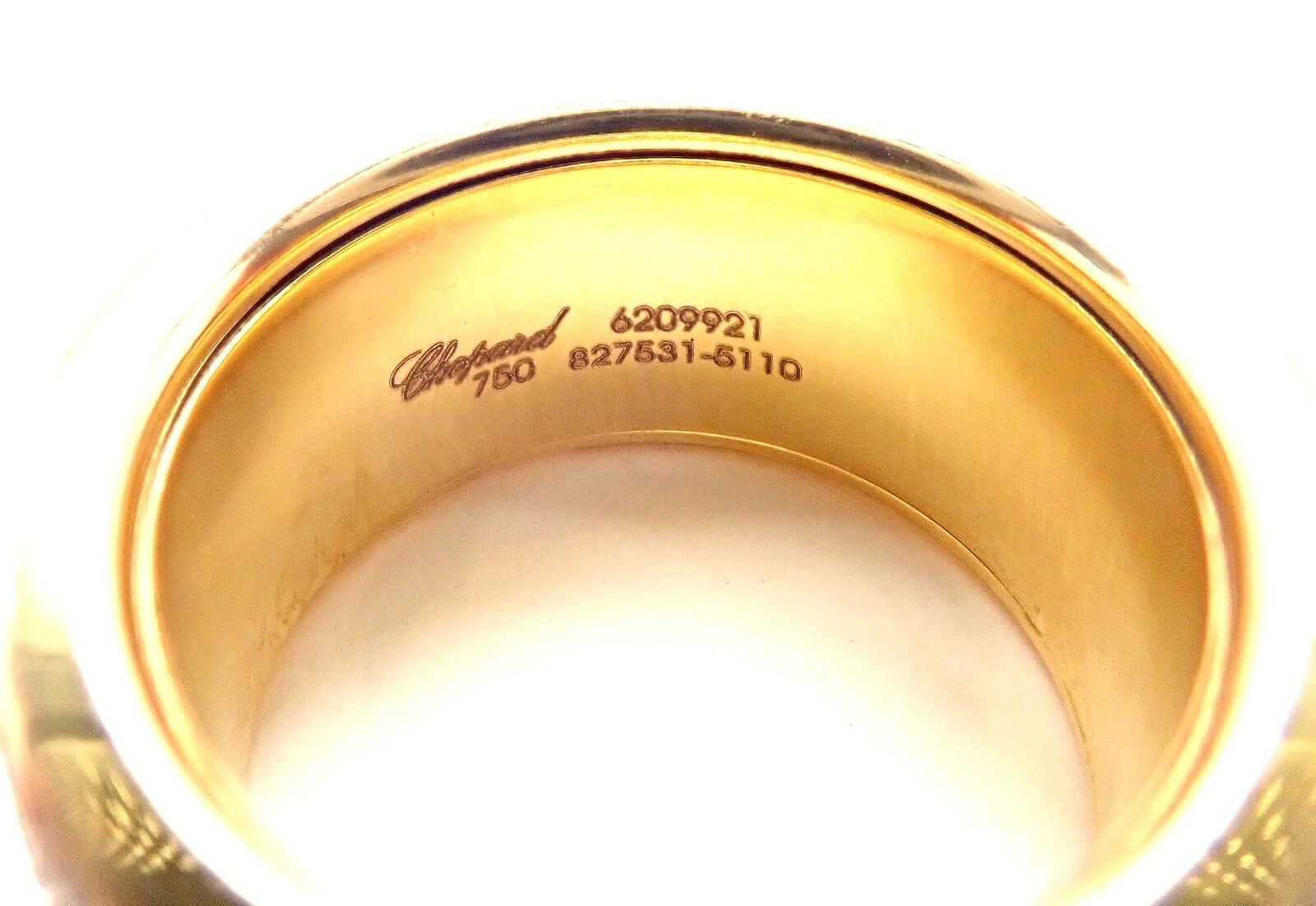 Chopard Chopardissimo 18k Yellow Gold Pave Diamond Signature Band Ring Box Paper | Fortrove