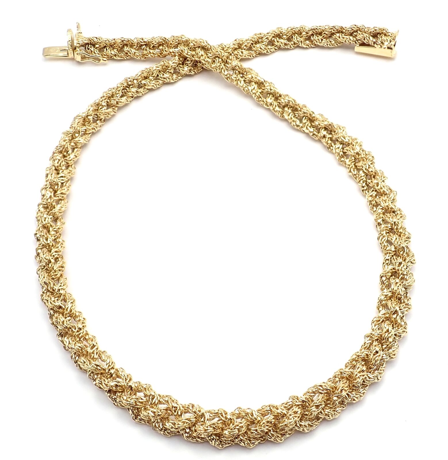 Authentic! Vintage Tiffany & Co 18k Yellow Gold Basketweave Link Chain Necklace | Fortrove